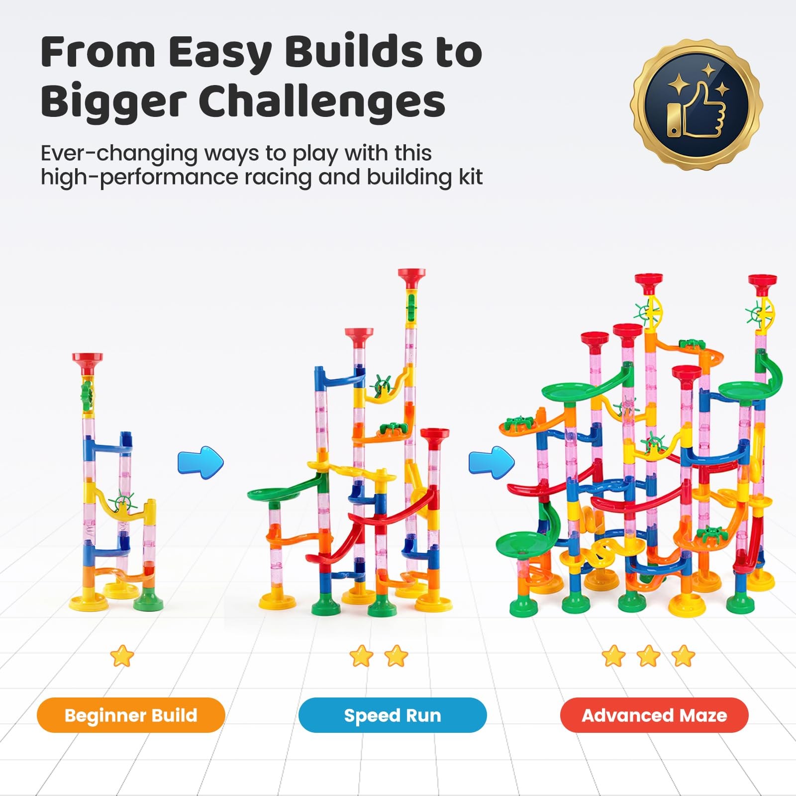 LovesTown Marble Run Toys, 133PCS Maze Game for Kid, Medium, Multi