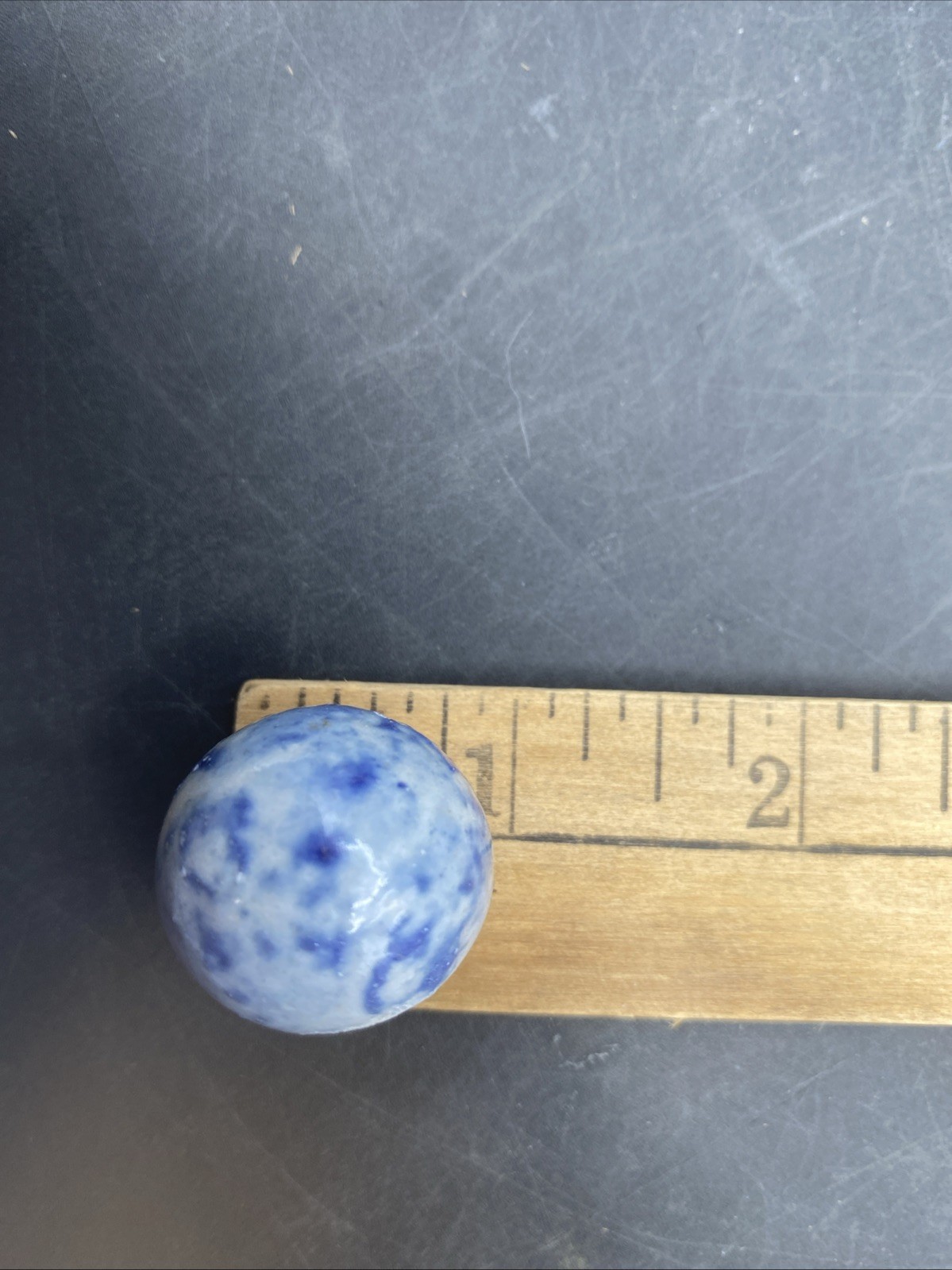 Vintage Large Clay Marble Textured Blue Variation And White 1#