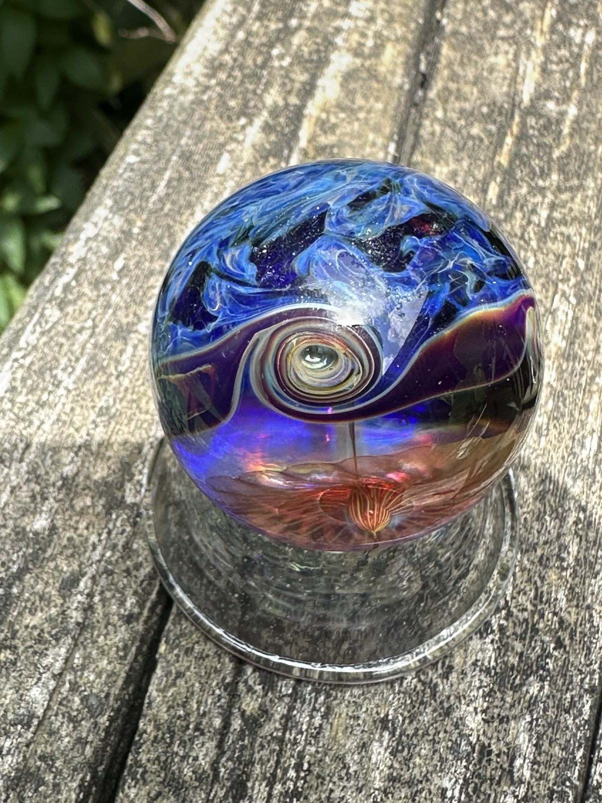 Juba Glass Handmade Lampwork Marble 24k Gold And Silver Fumacello Spiral 1.40