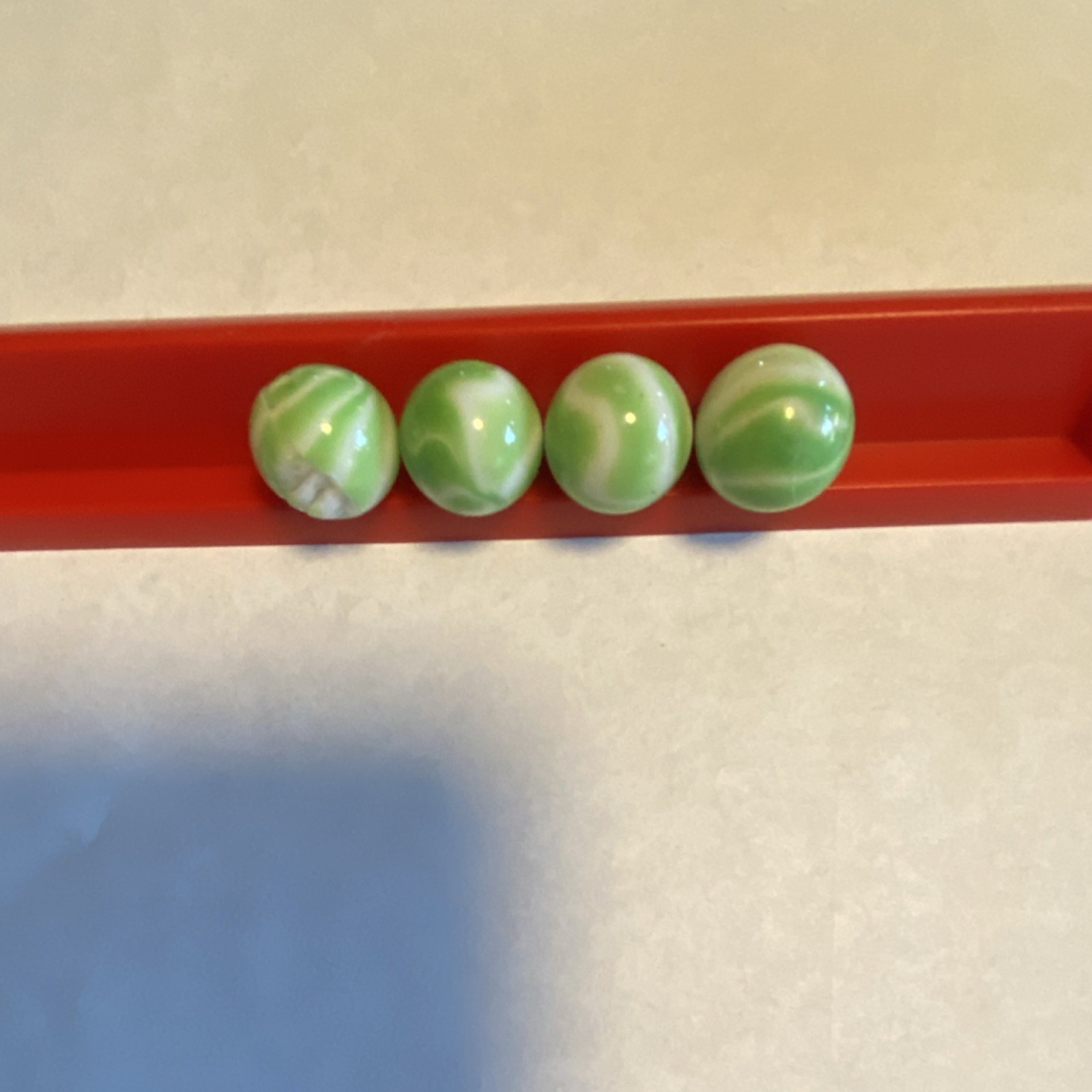 Set of 4 Green Swirl Machine Made Toy Marbles for Ages 4-7, 8-11, 12-16, 17 & Up