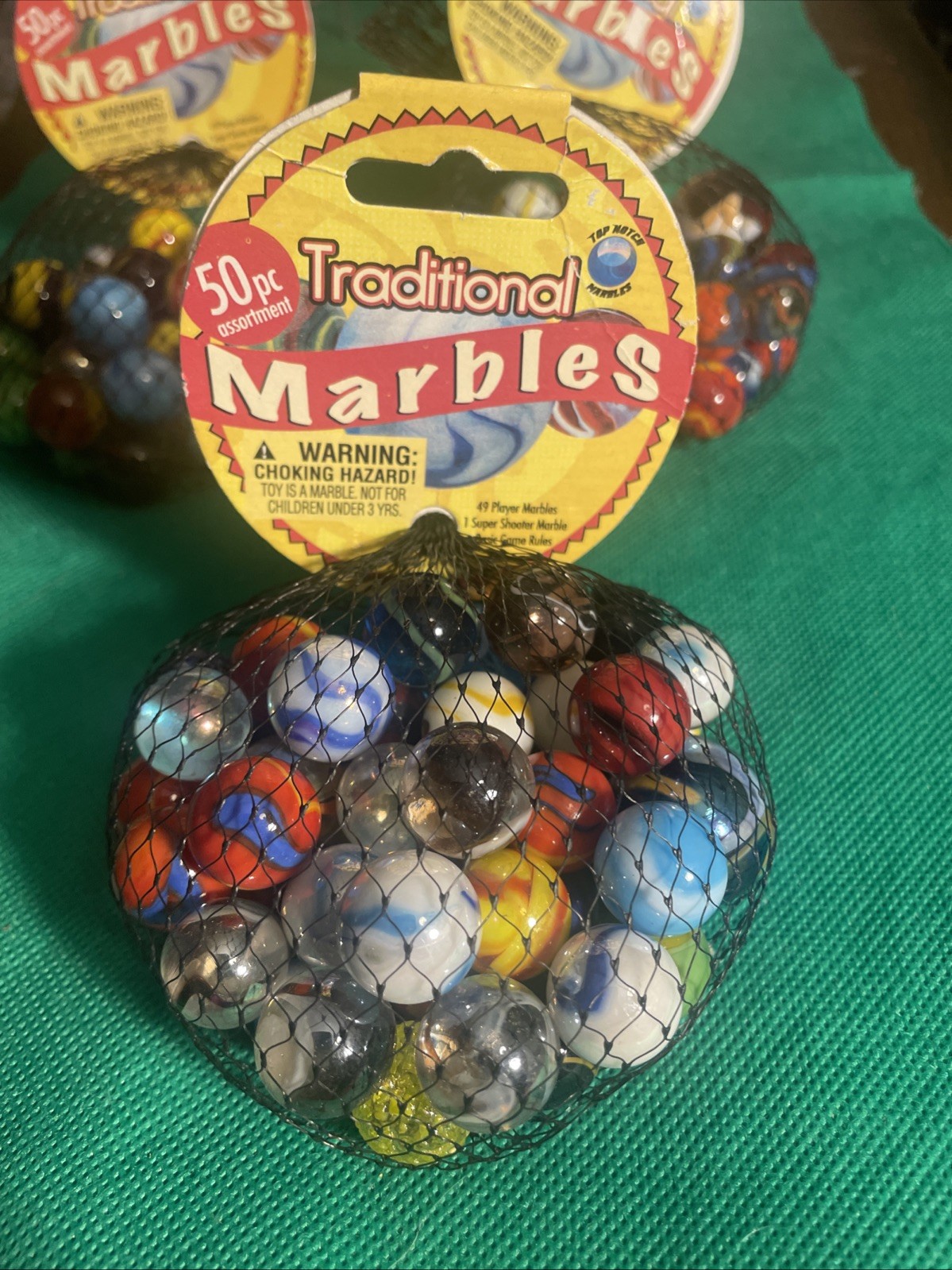 50 Piece Traditional Marbles 49 Plus 1 Shooter 100% Glass 5 Bags