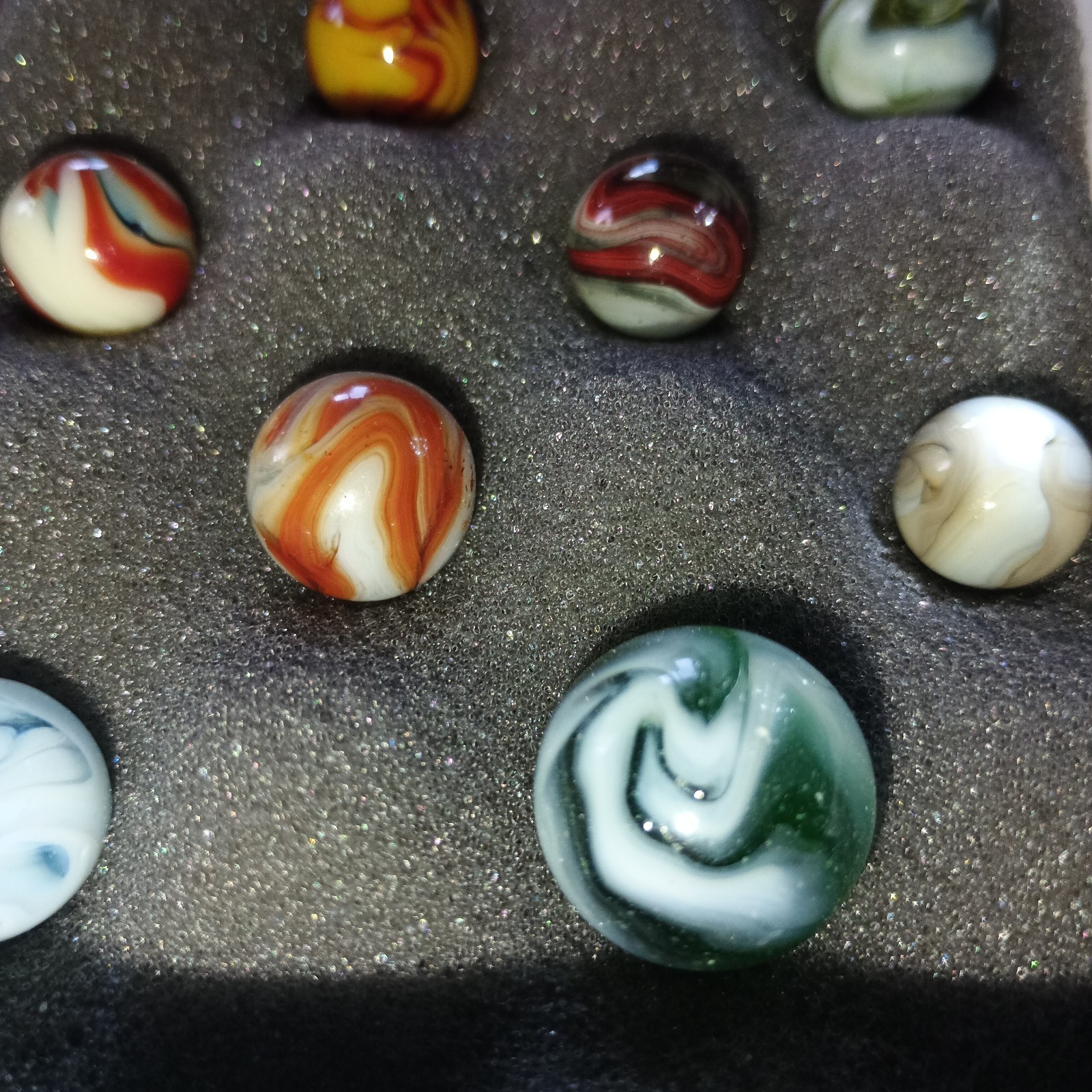 20 Collector Marbles In Display Case