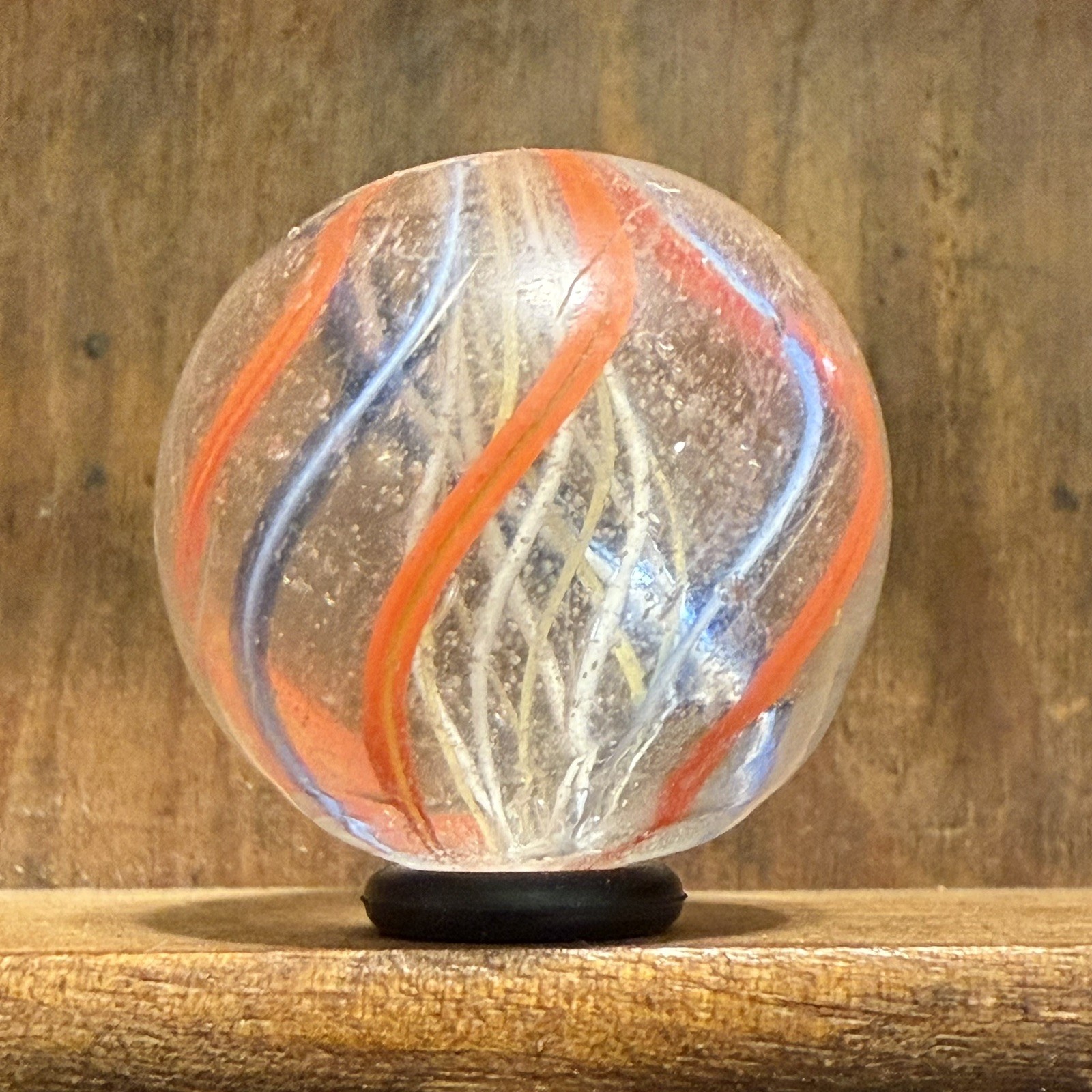 Antique German Handmade Latticinio Shooter Marble 29/32” Near Mint | (164)