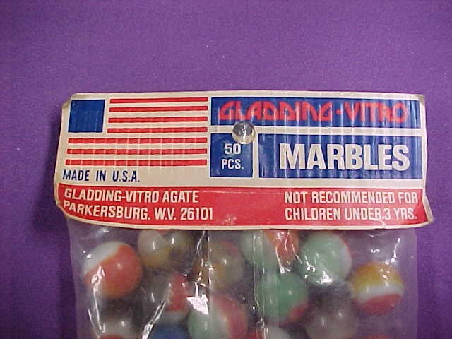 Gladding vitro marbles 50 count bag factory sealed new old stock