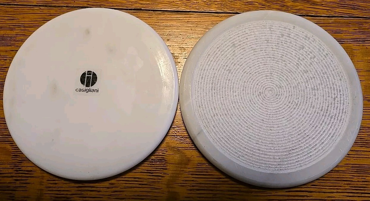 Two RARE CASIGLIANI ITALY Marble Incised Coasters FABULOUS