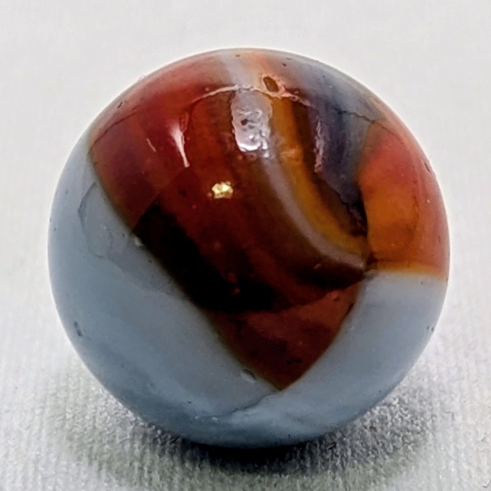 VINTAGE Akro Agate Blue Silver Oxblood Swirl Patch Marble 5/8″ WET MINT Rare