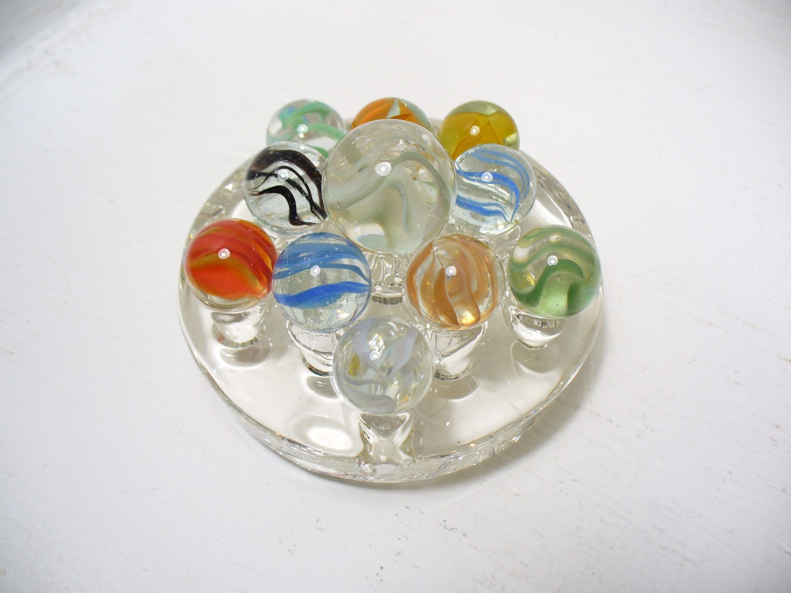 #971 Vintage Vitro Agate Cats Eye Marbles 11 pcs. 1 shooter and 10 regular