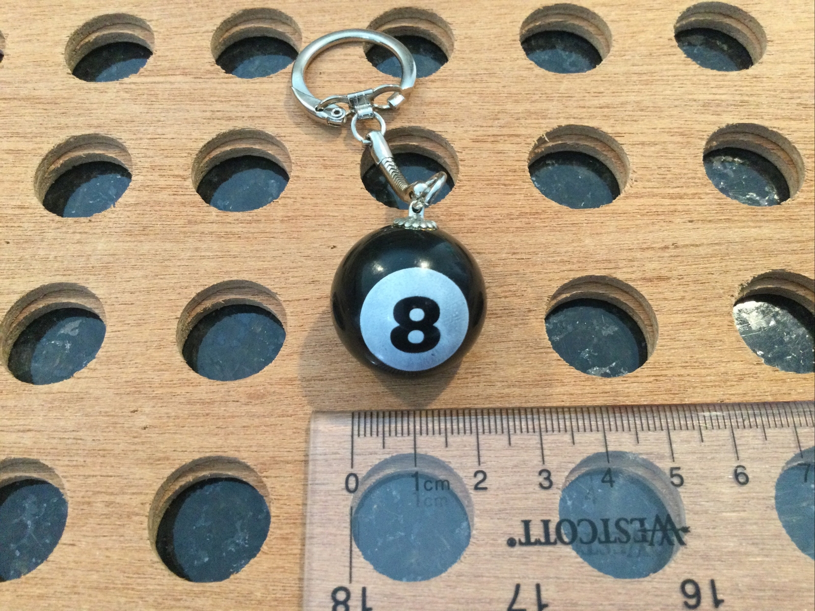 Billiard Ball Keychain | Black Number 8 | Black & White Marble