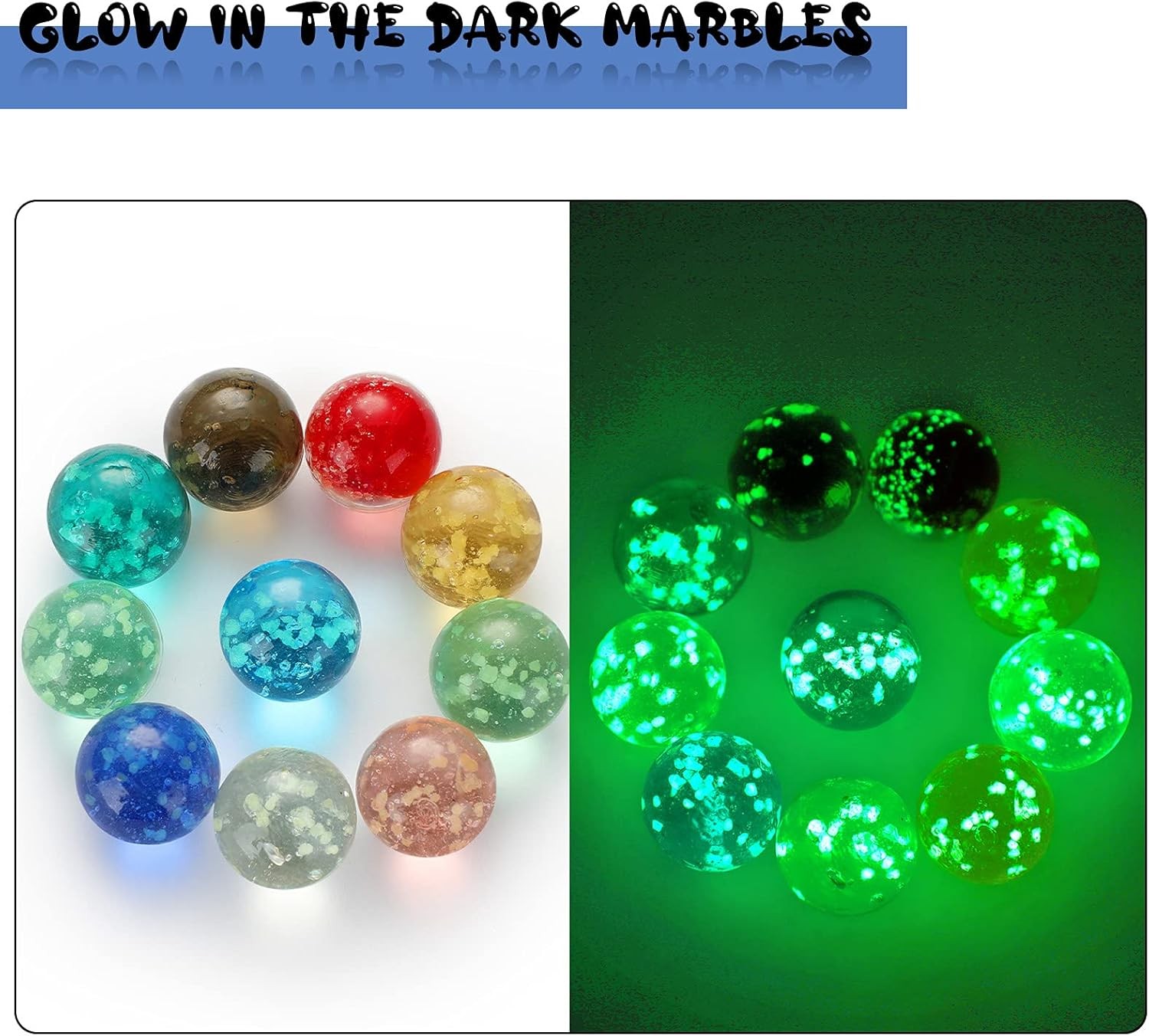 100 Pieces Colorful Glass Marbles Glow in the Dark Multi-Color Luminous Glowing