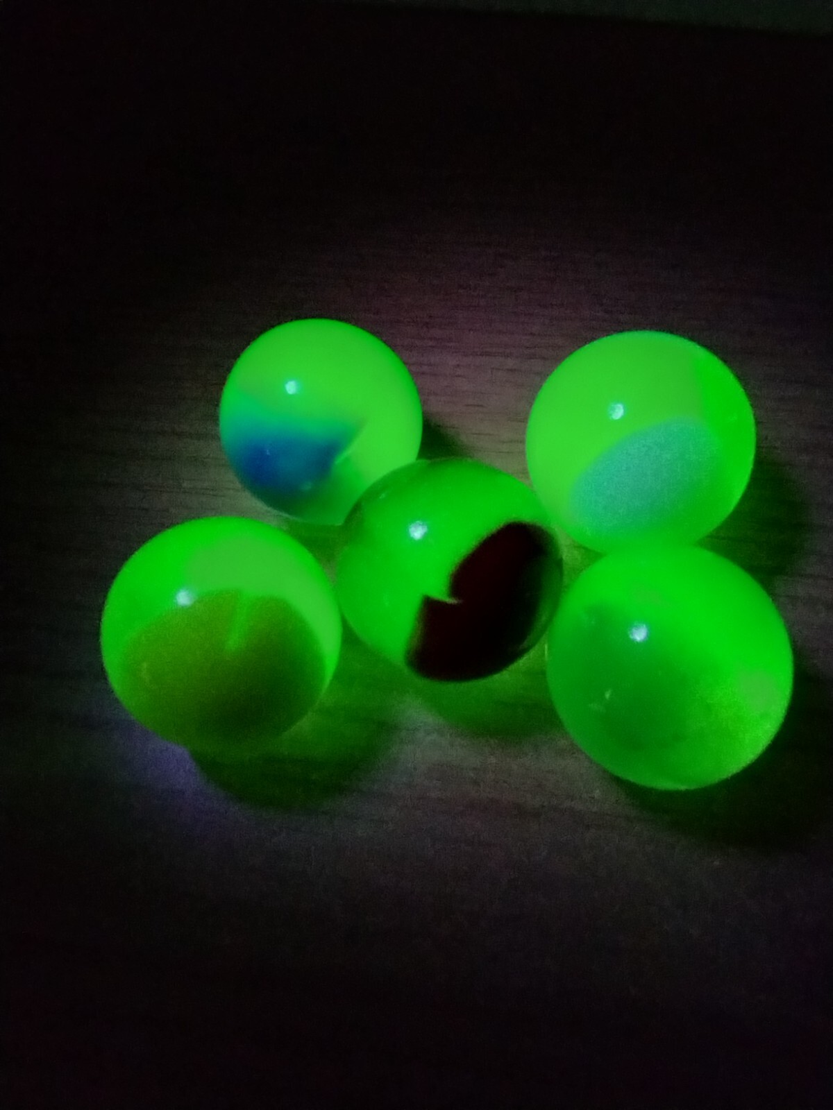 Marble King x5 Uranium Vaseline Glass Wee-Glo Shooter Boulder 1″ Marbles WeGlo