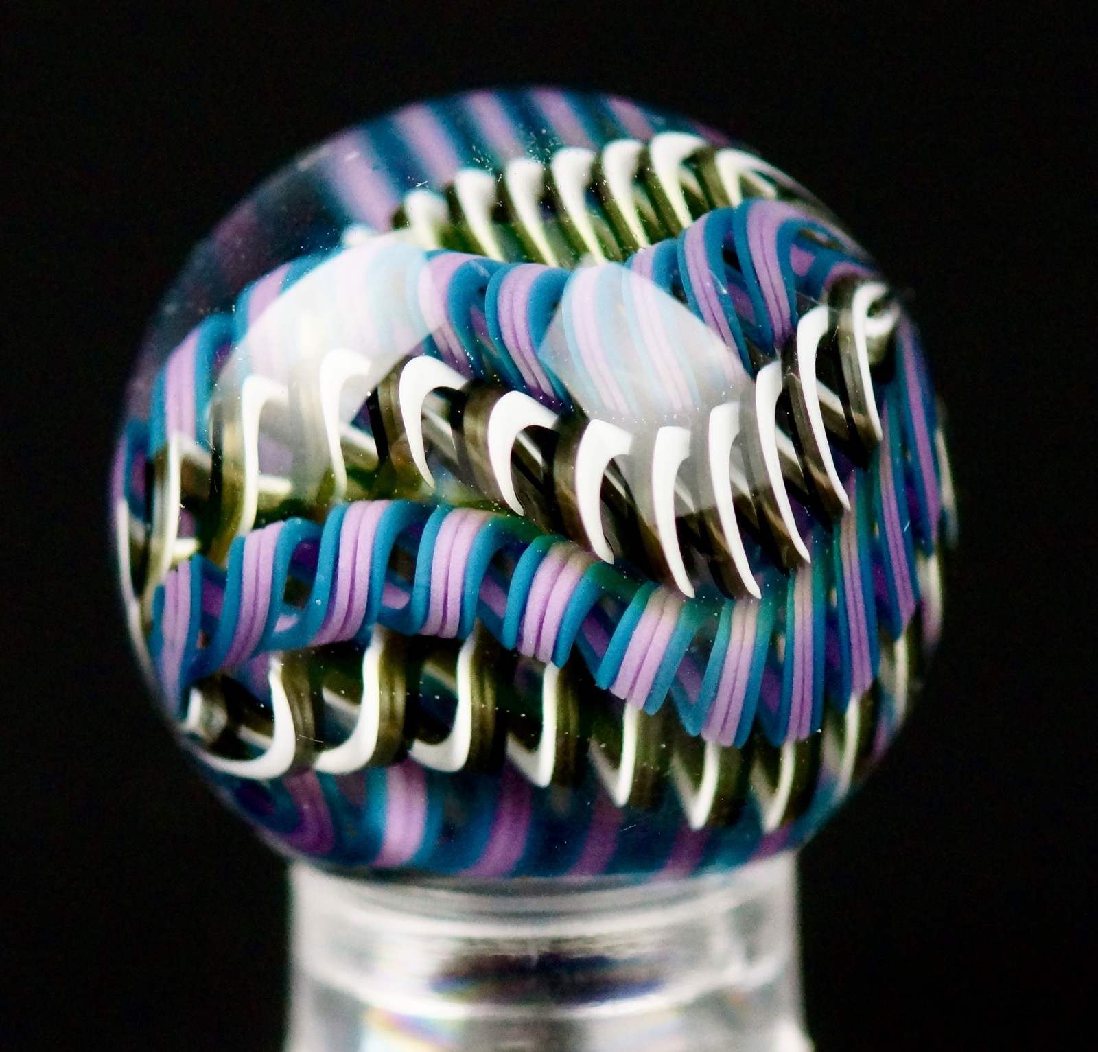 Bryan Trillas Glass Marble/Filigree Cane/UV/Pink Blues Electrum/0.8-0.9 inch