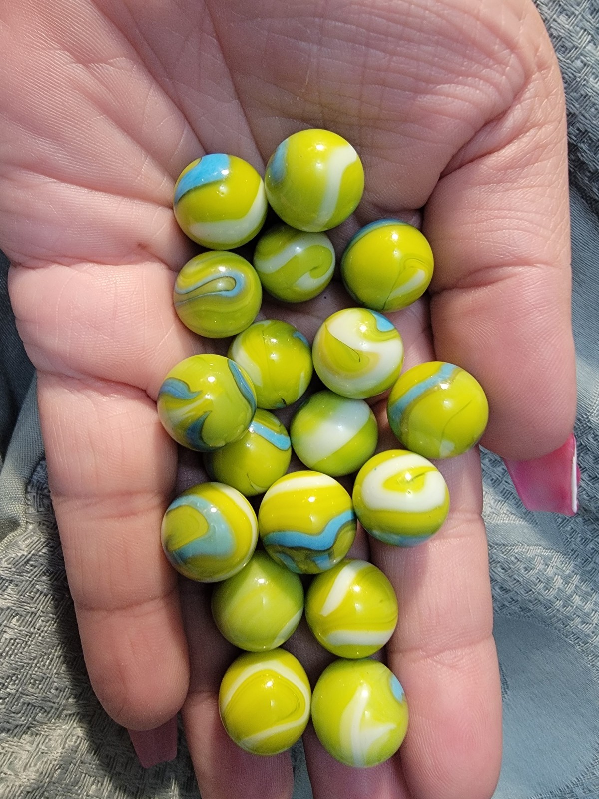 Lot Of 18 Mermaid Marbles 2 Different Sizes Vintage