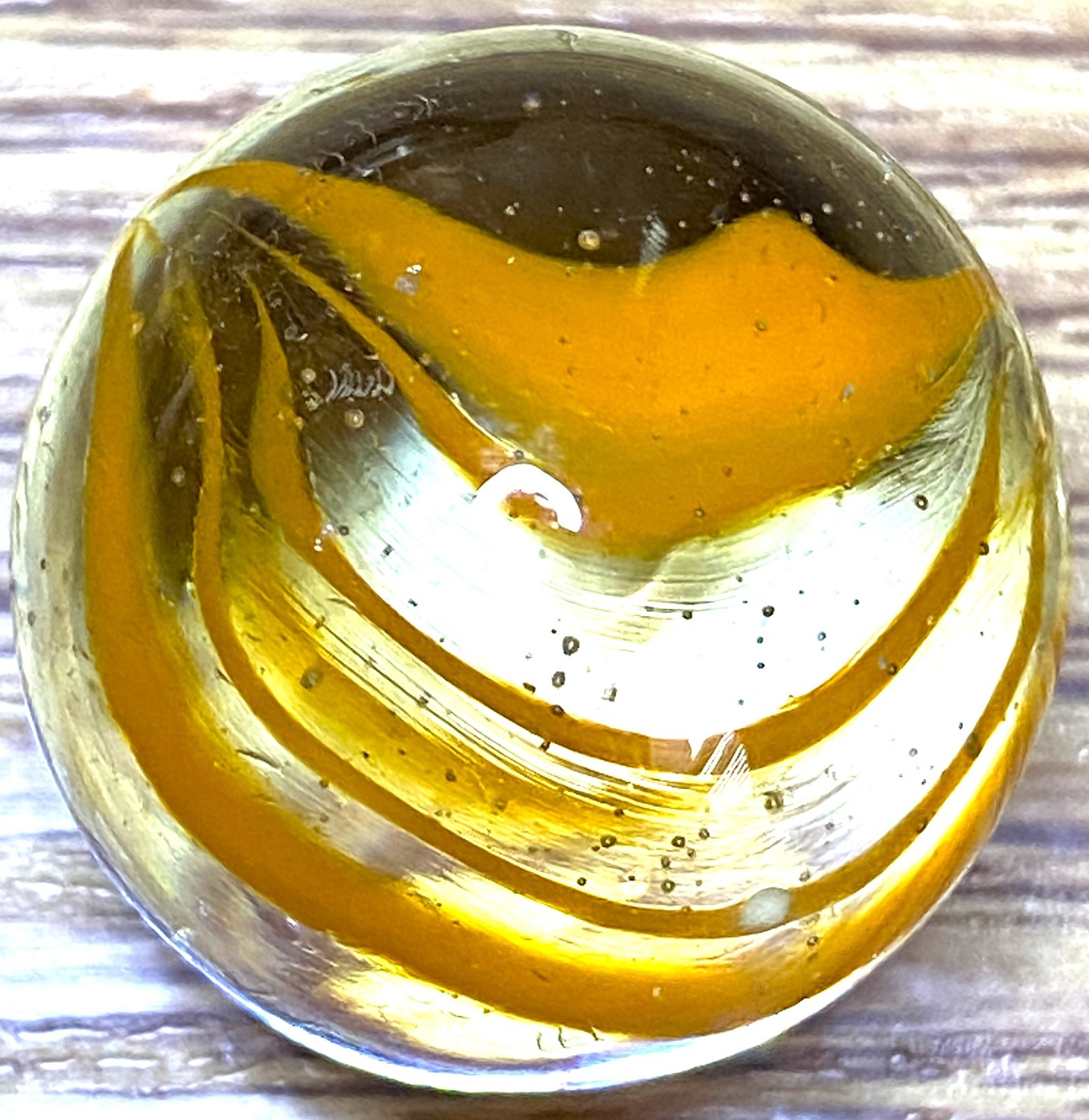 SUPER RARE YELLOW “EIGHT FINGER” VITRO CAGED CATS EYE / READ SHOOTER .88″ 8B/104