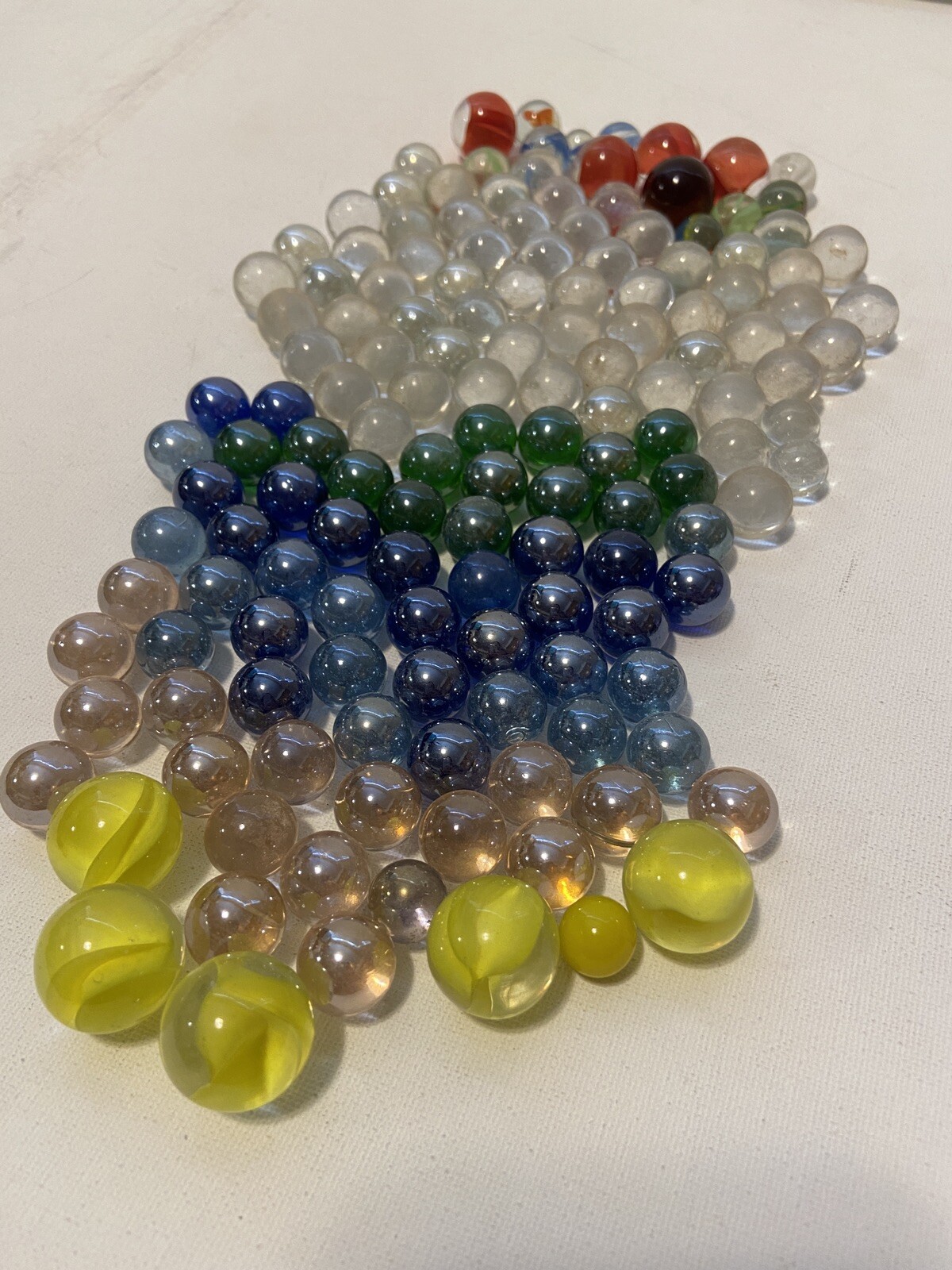 Glass Marbles Various Sizes and Colors, Lot of 140+