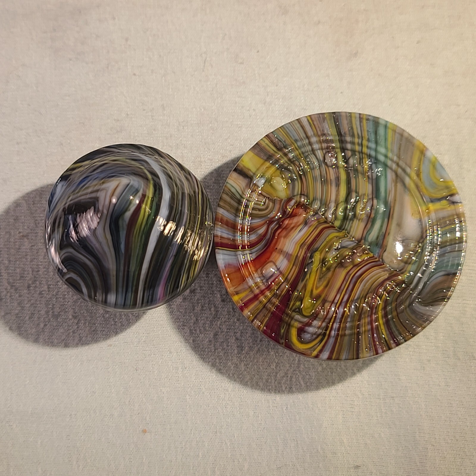 ANDY DAVIS, Glass Art Spinning Top & Base, Megans Run (?), #256O