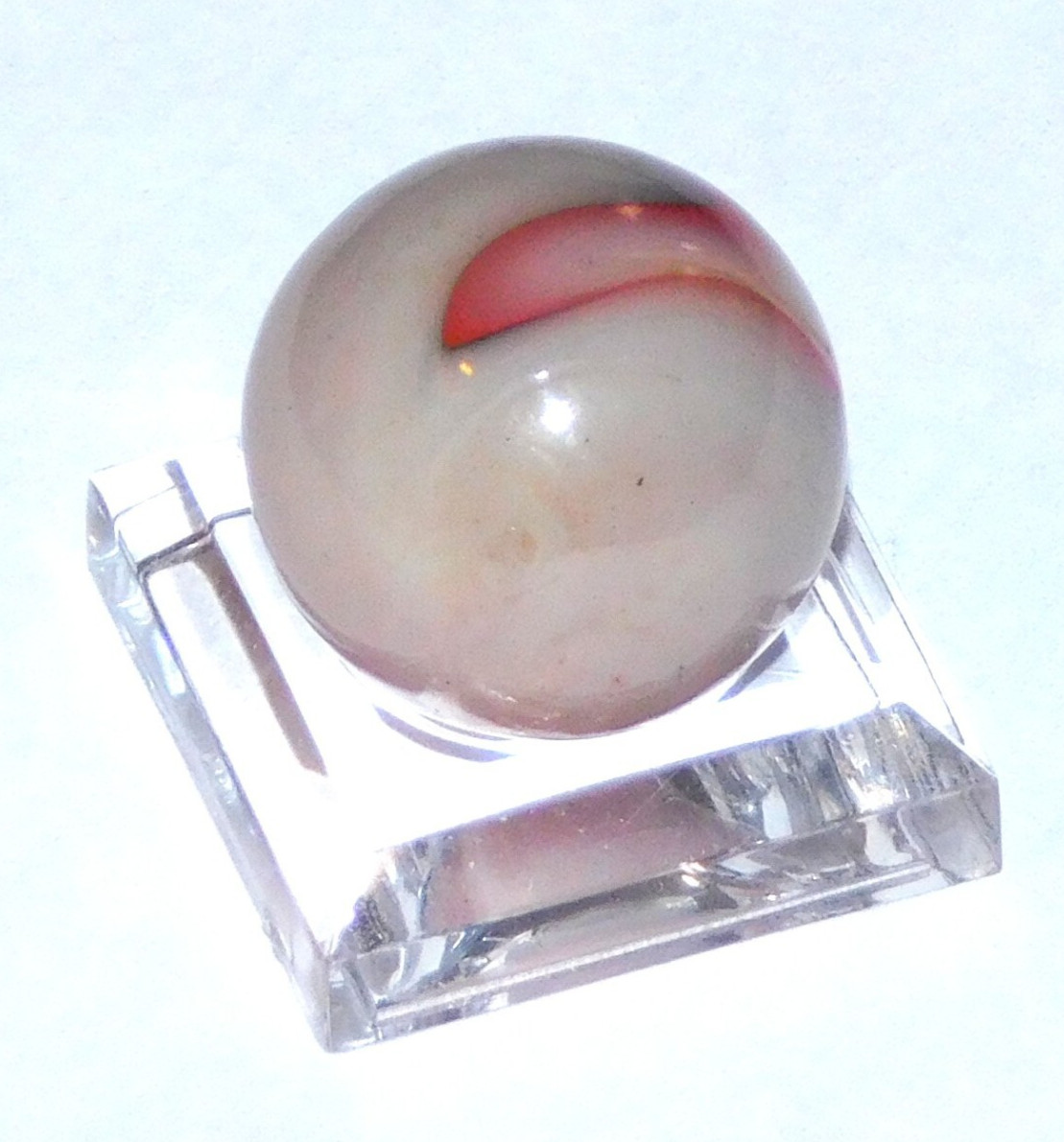 Vintage Glass Marble Large Red Black Grey Oxblood Melted ‘9 & Tail’ 0.73″ #0-130