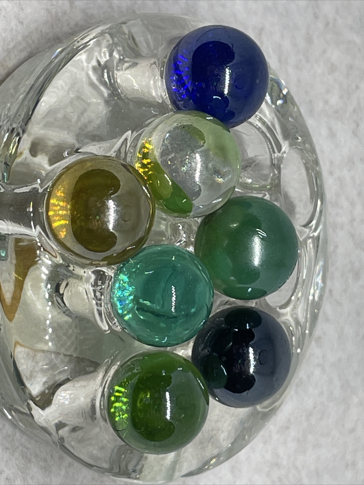 Marble Lot of 7 Vintage Glass Marbles Clear Glass Colors