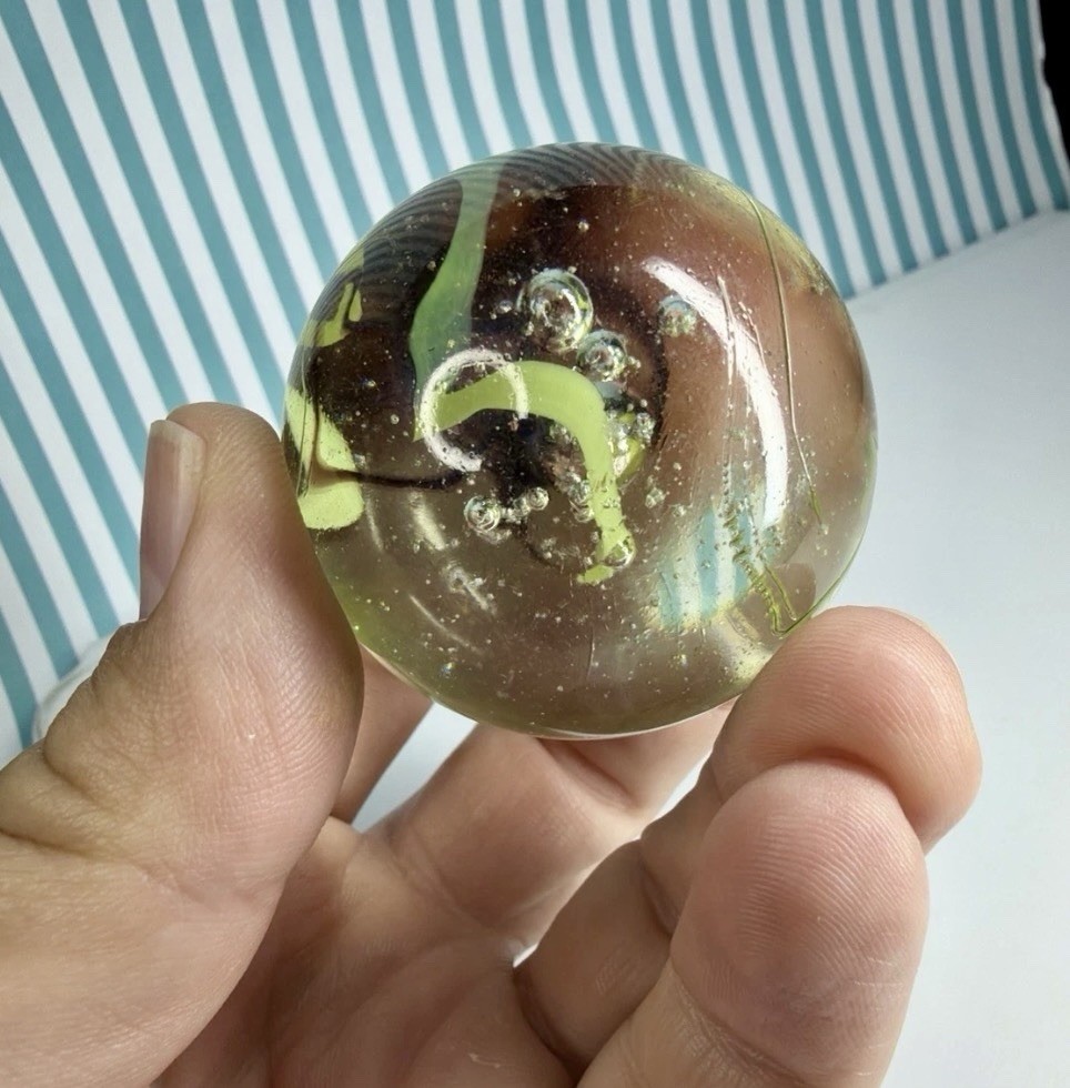 Vacor Commando Wire Pull Slag Marble ~1.9″ Toe Breaker Huge Mint Glass Marbles