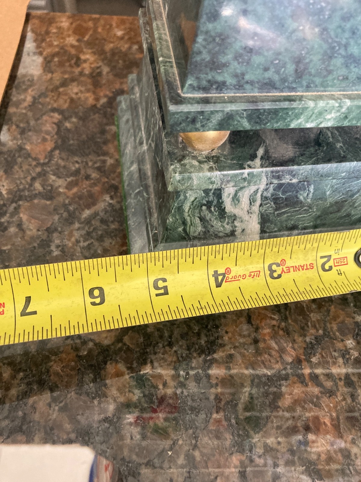 Green marble brass balls Obelisk IDAB WAMAC PACFIC 12 pound 14 inch tall