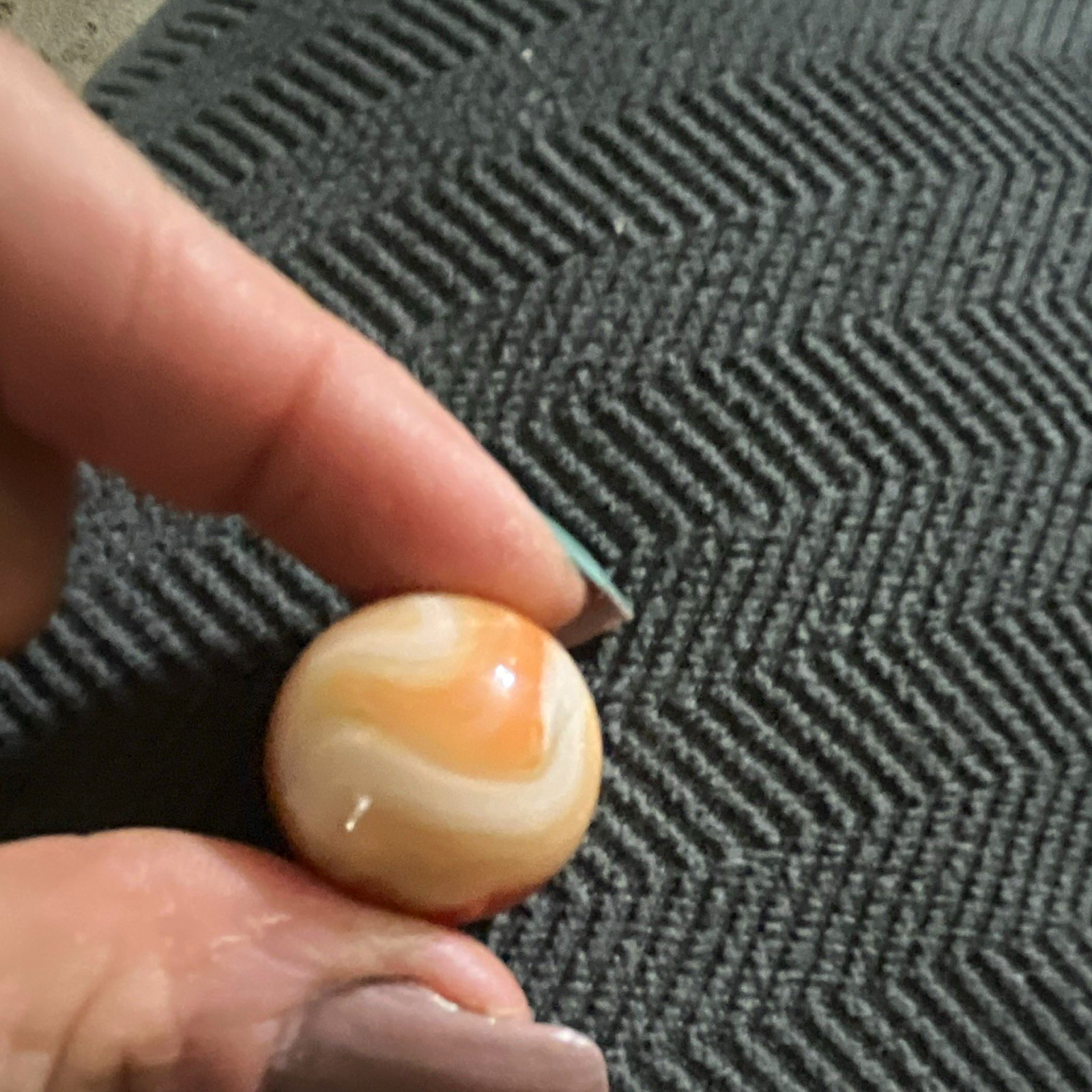 Orange & White Swirl Glass Toy Marble, Machine Made, Age 17 Years & Up