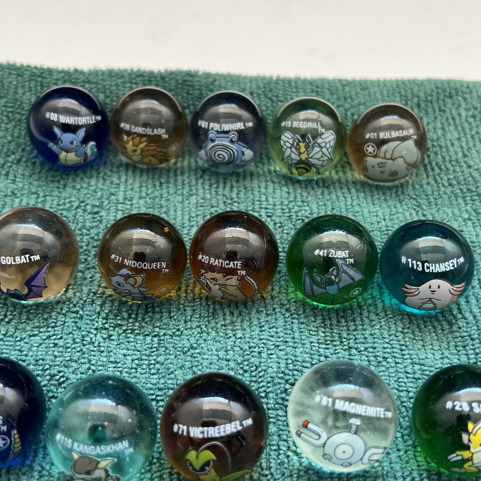 Vintage Pokémon Glass Marbles-Lot Of 15- “GOOD Condition”