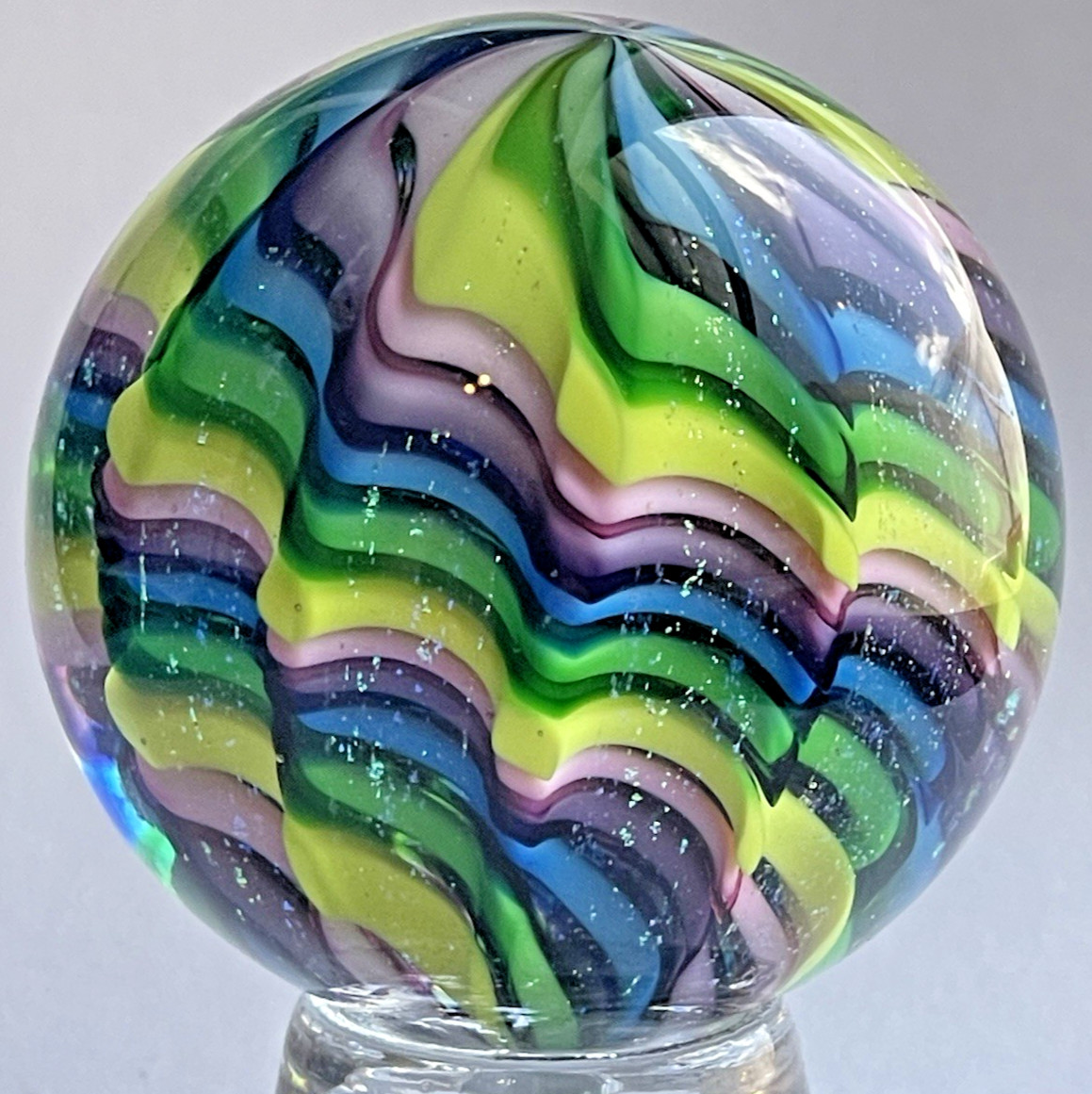 EDDIE SEESE MARBLE GLASS ART HANDMADE 1.83 FES 16 DICHROIC VIVID MADNESS