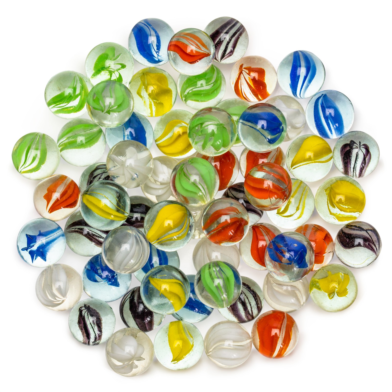 60 Pieces Translucent Chinese Checkers Glass Marbles with Petal Design – 16mm