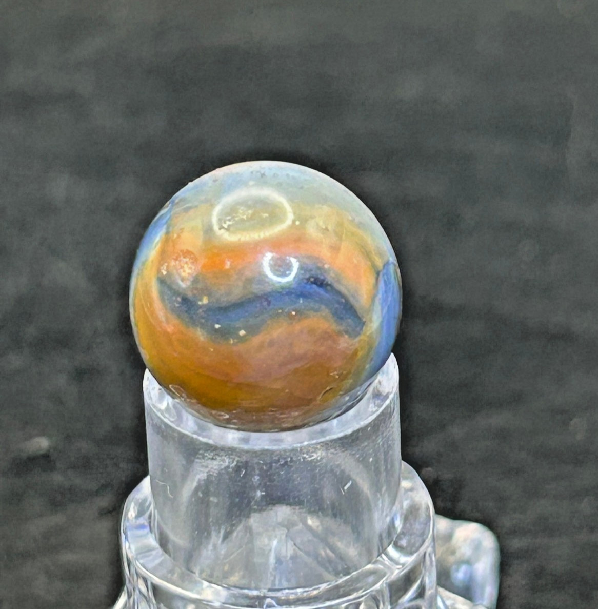 Vintage Peltier NLR Blended Rainbo Superboy Marble, Blue/Orange, .62″, NM+, #P25