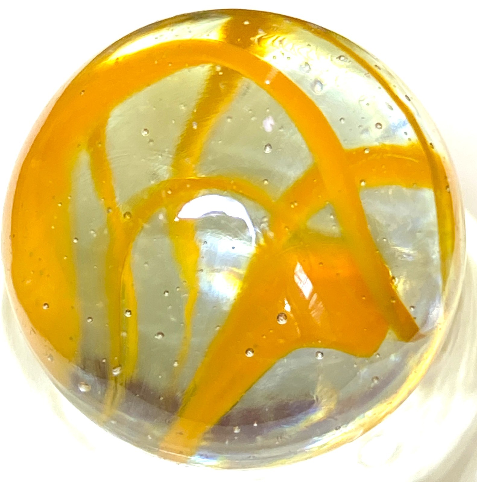 SUPER RARE YELLOW “EIGHT FINGER” VITRO CAGED CATS EYE / READ SHOOTER .88″ 8B/104