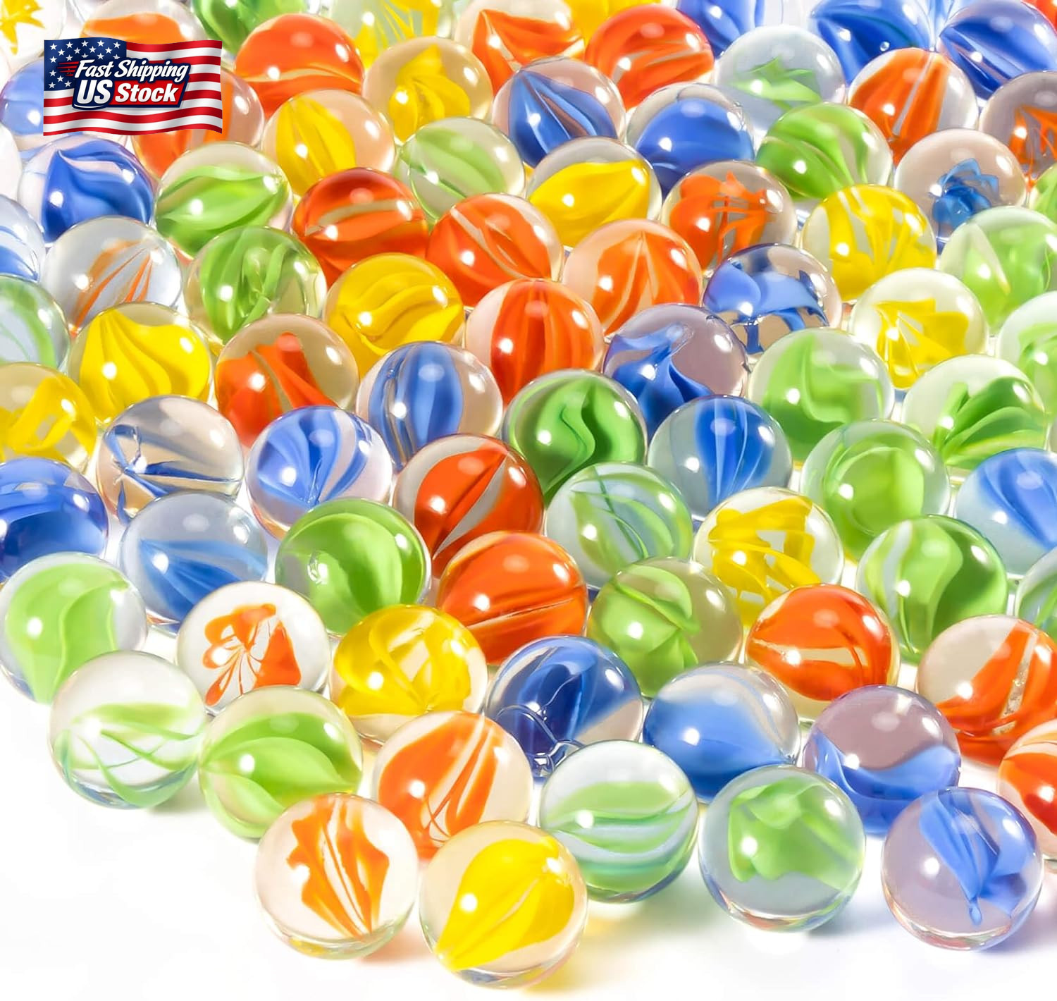 Sukh Glass Marbles – 98Pcs Thick Cat Eye Marbles Bulk, for Marble Run, Chinese C