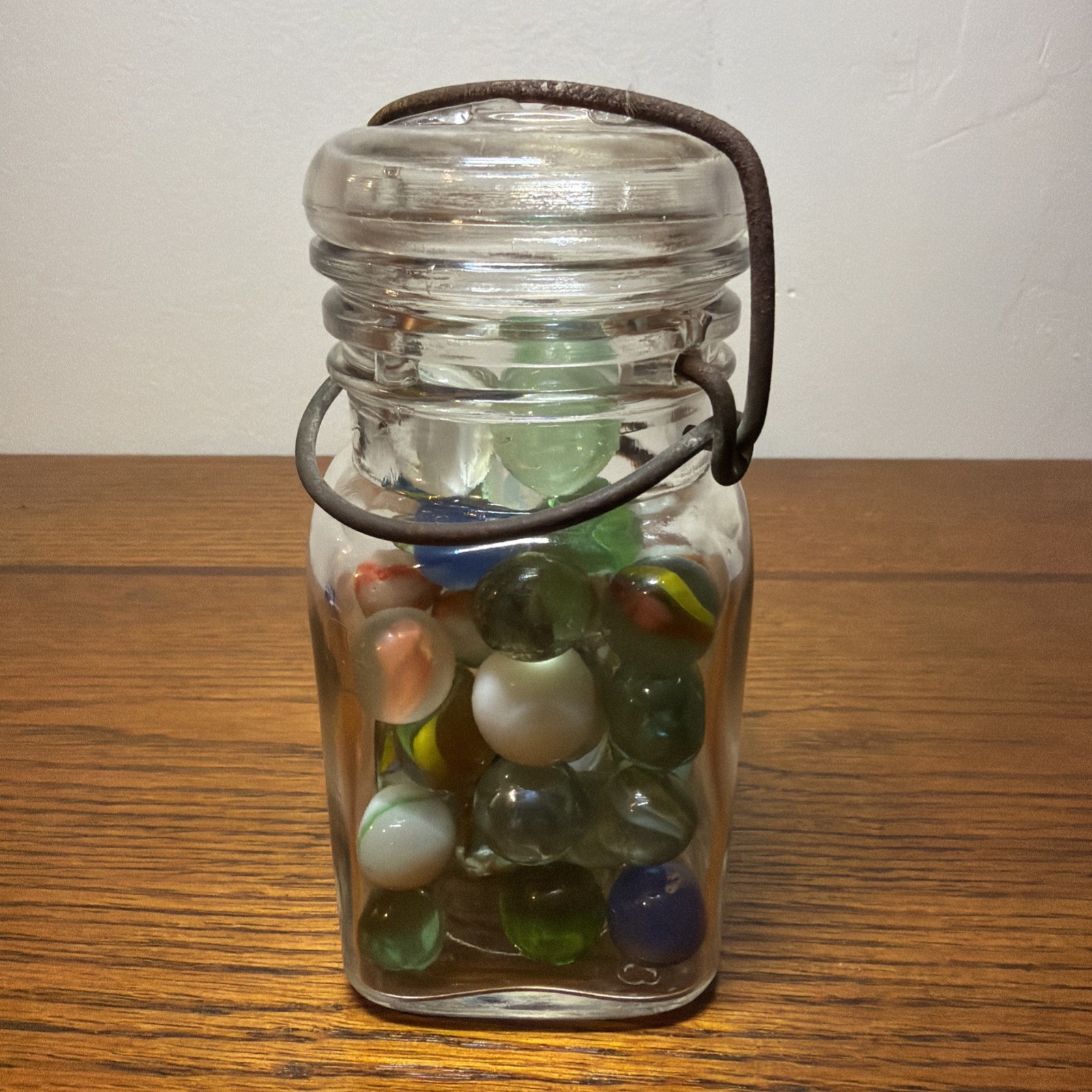 Vintage 50 Marbles W/ 5” Clasp Mason Jar – All Kinds Colors 🔥