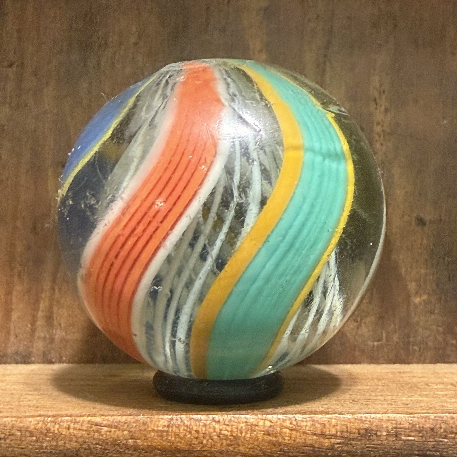 Antique German Handmade Latticinio Swirl Marble 1-3/16” Near Mint | 318