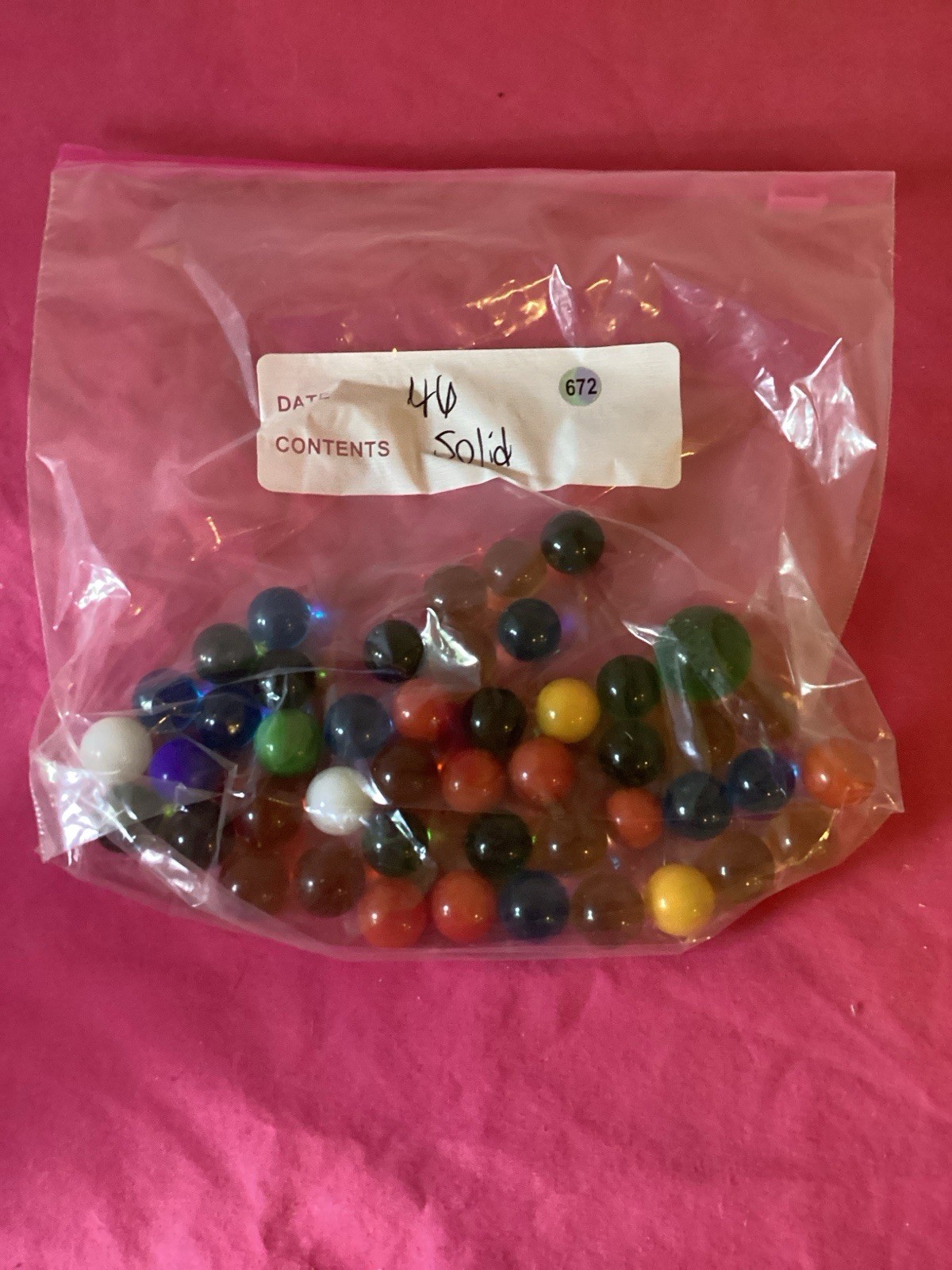 672-collection of 46 solid color glass marbles Used For Vases Or Games