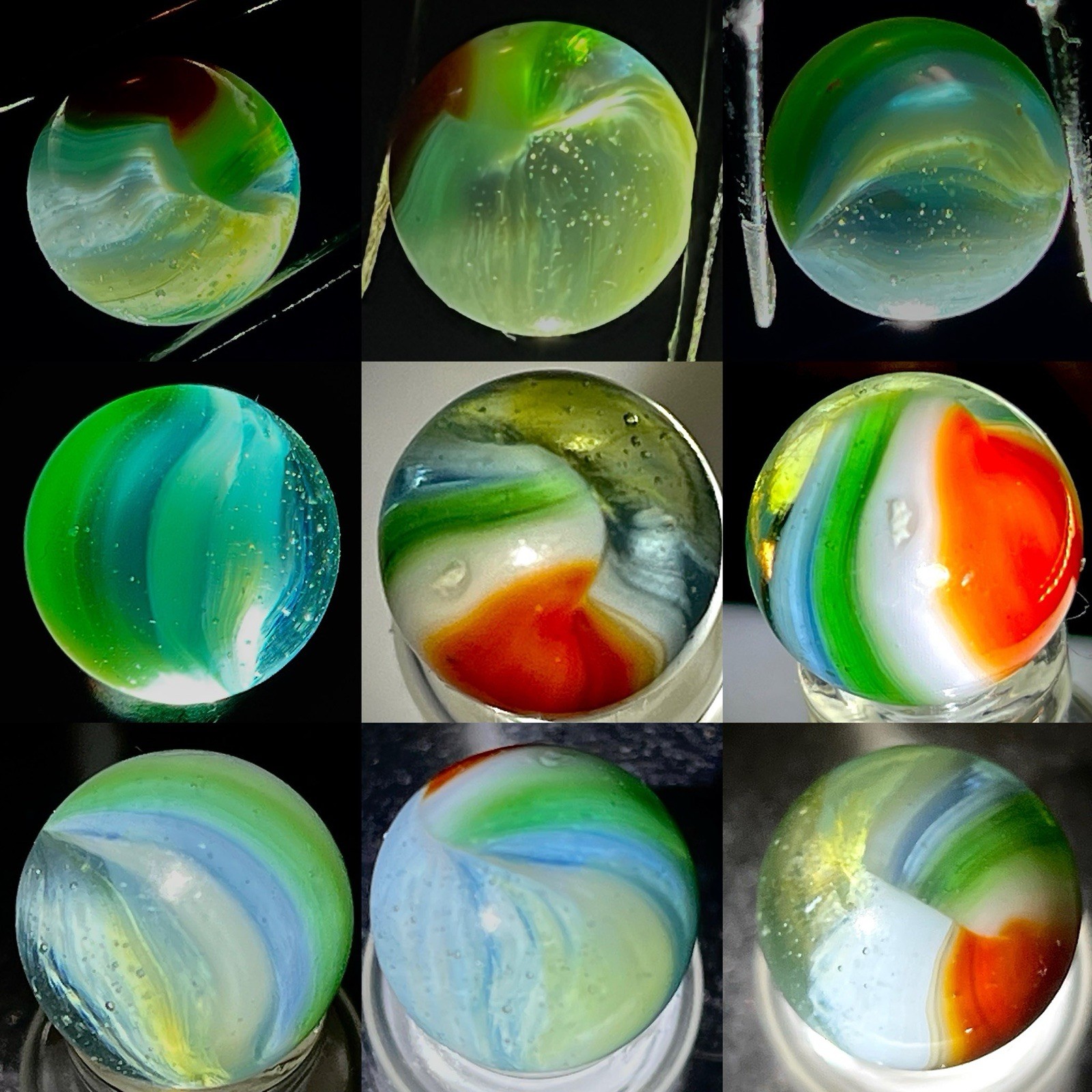 Lot of 3 Vintage Vitro Agate Tri-lite Elite Marbles