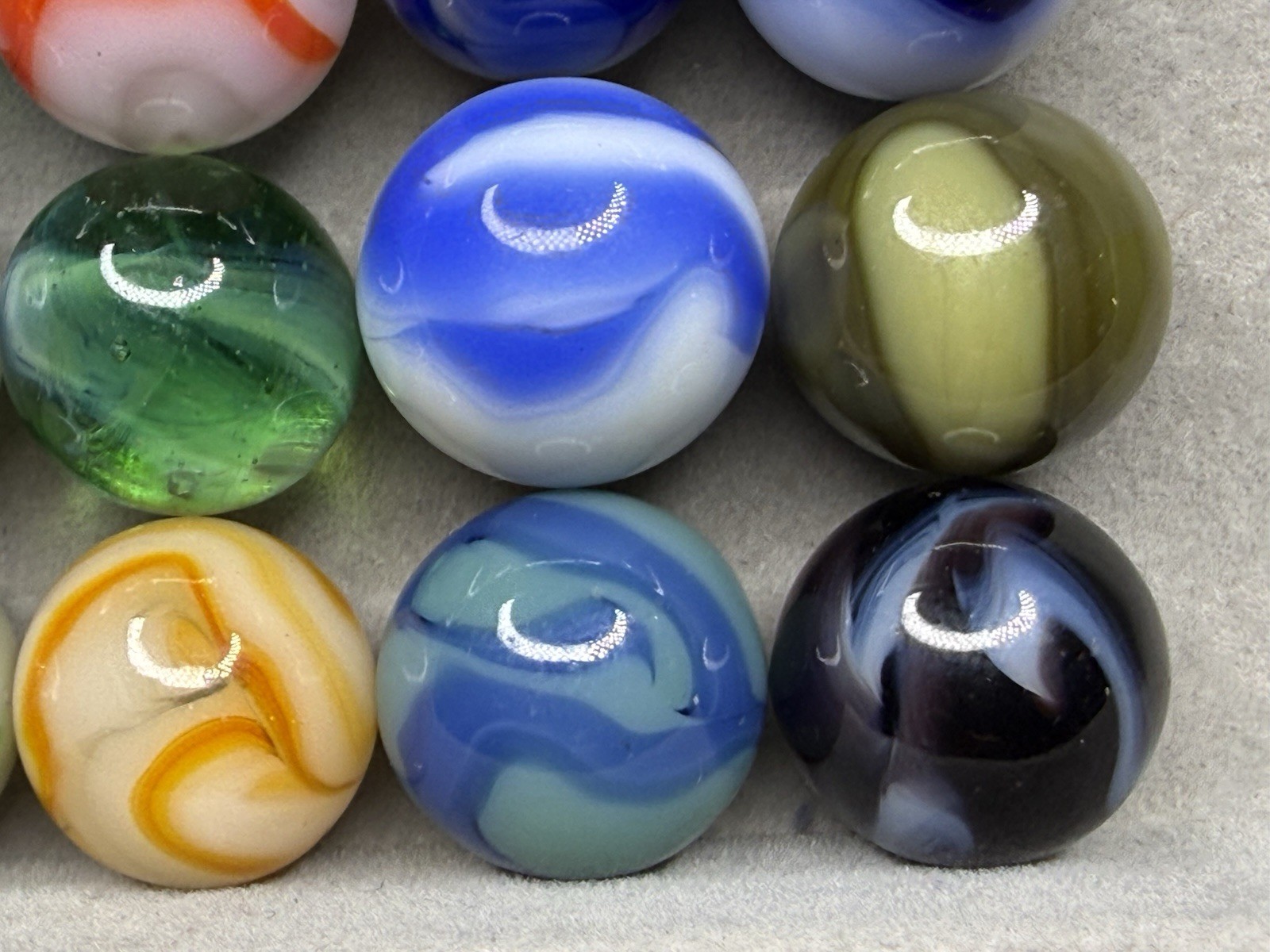 Lot Of 20 Alley West Virginia Swirl Marbles .58” To .74” NM(+)