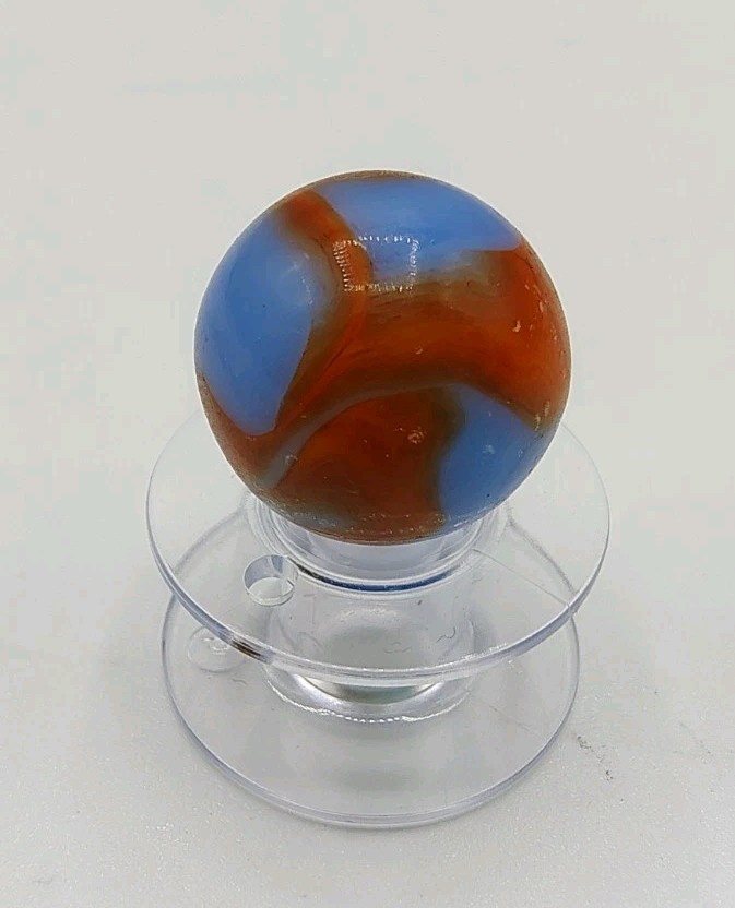 Awesome Vintage Alley Agate Swirl Blue and Orange .60″