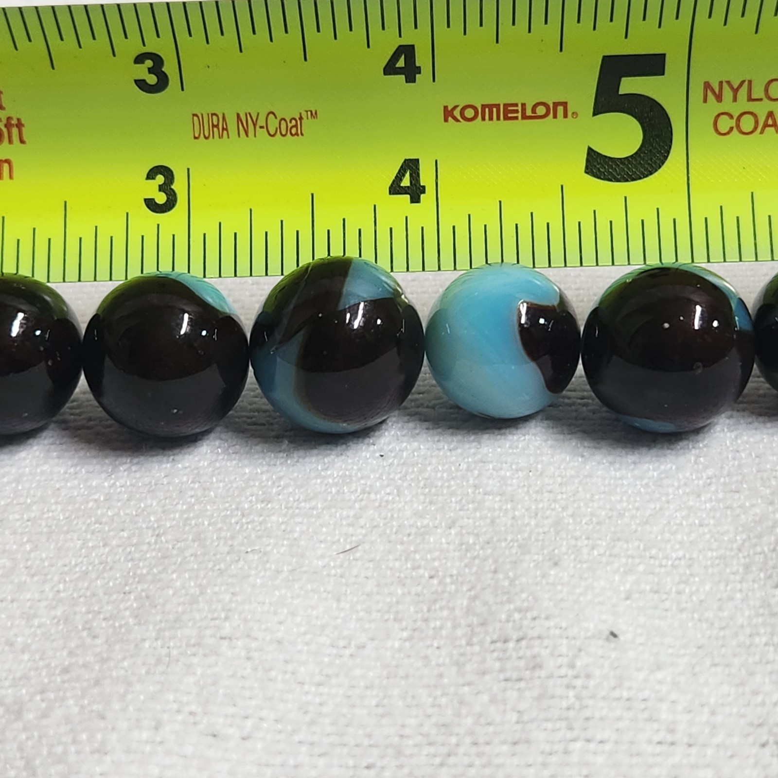 Vintage Dark Brown And Blue Swirl Marbles Lot Of 19