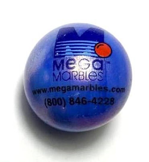 Single Light Blue “Mega Logo” Marble 25mm (1 inch) Promotional Shooter RARE!