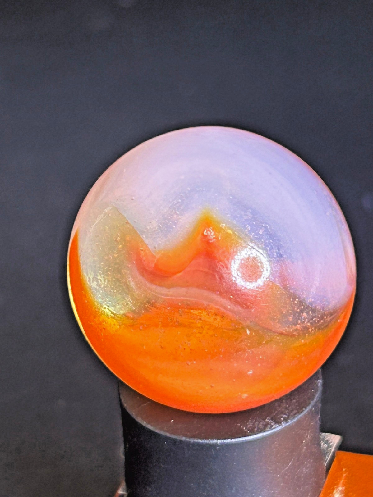 Peltier National Line Rainbo (NLR) Sunset Orange & White Marble .93″ Mint SH3