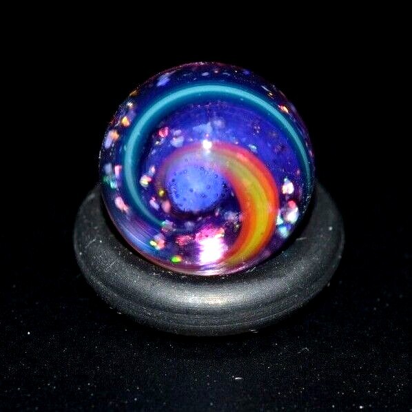 BRYAN TRILLAS GLASS MARBLE/.493″-UV CARNIVAL-YELLOW,ORANGE,RED,LAVENDER,TEAL +
