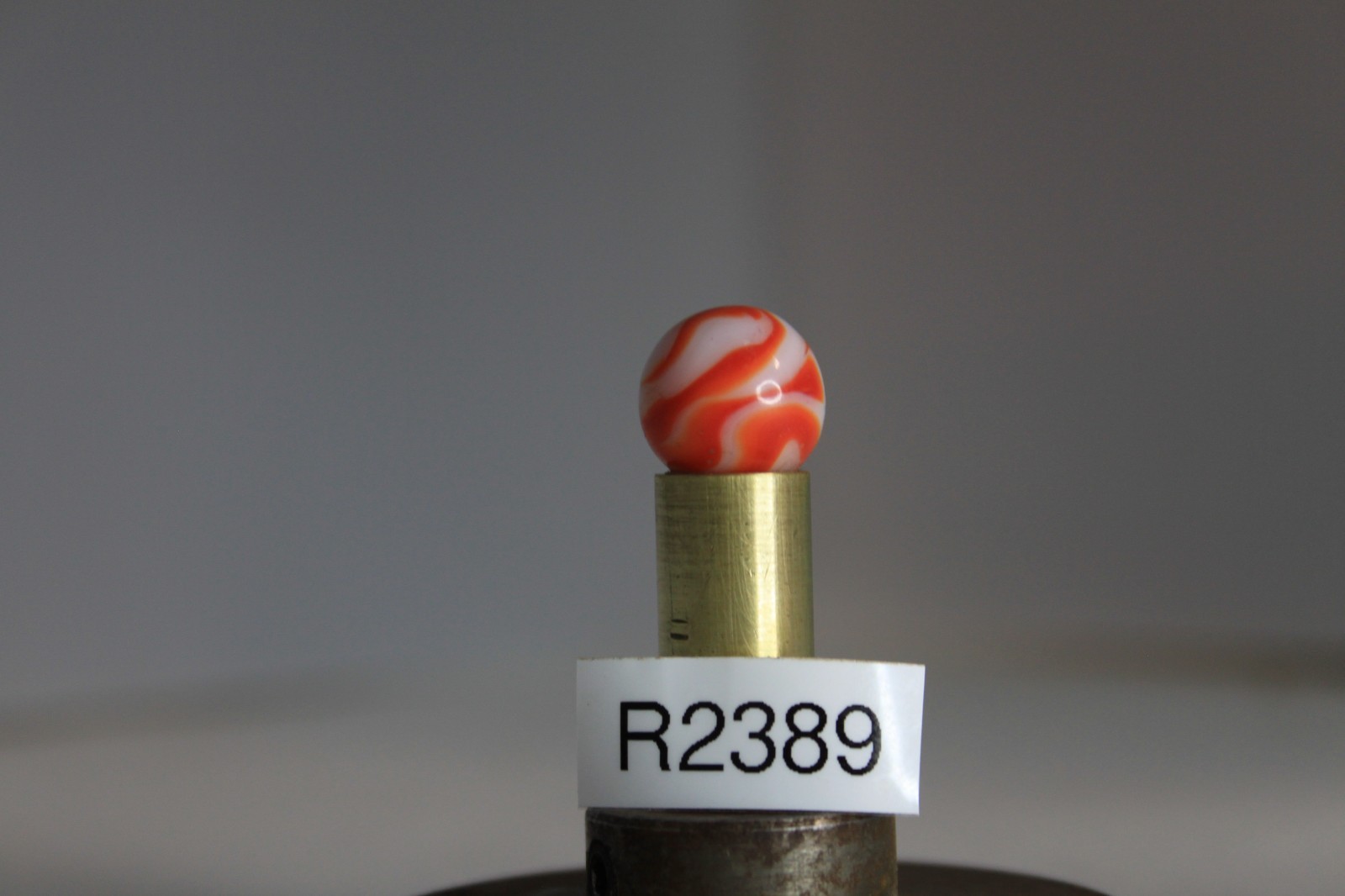 PELTIER GLASS MARBLE RED FLAME SPIRAL ZEBRA OPAQUE WHITE 5/8″ VINTAGE TARGET