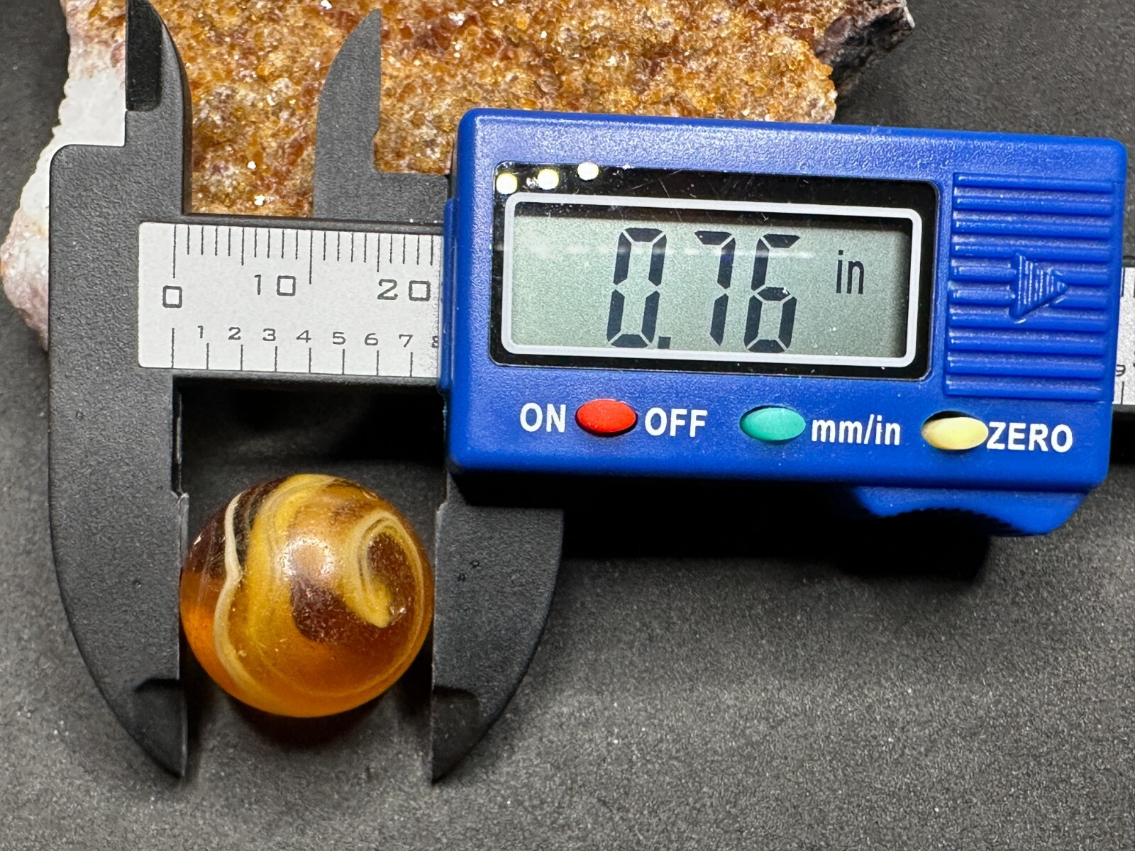 Vintage M.F. Christensen Slag Hand-Gathered ‘9 Tail’ Marble – AMBER – .76″