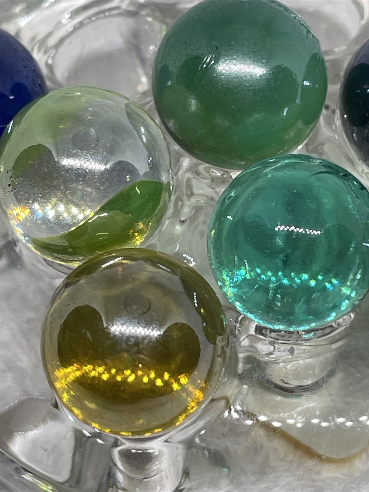 Marble Lot of 7 Vintage Glass Marbles Clear Glass Colors