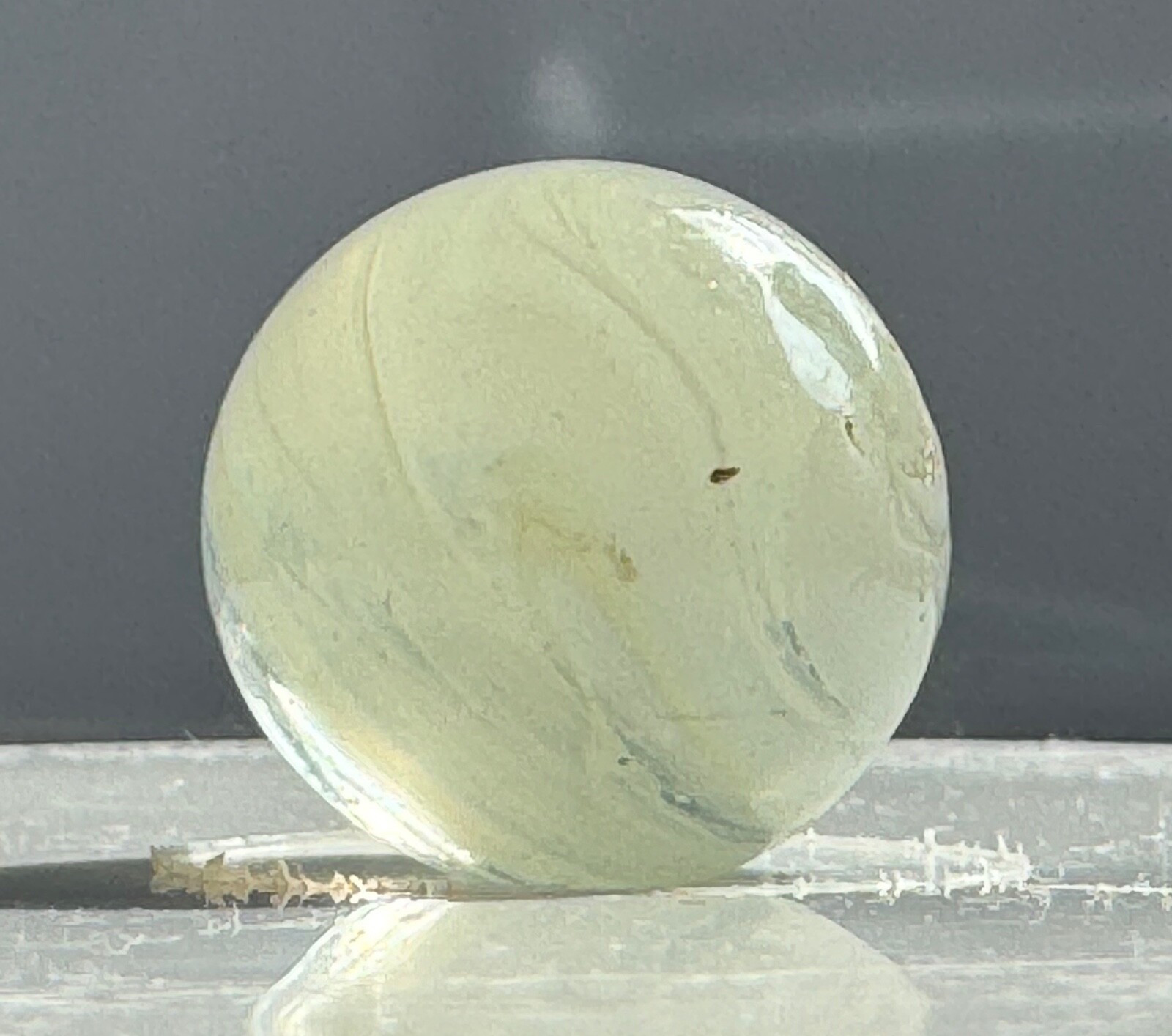 Egg Yolk & White Single Faceted Pontil Transitional Marble 21.5mm (27/32”)