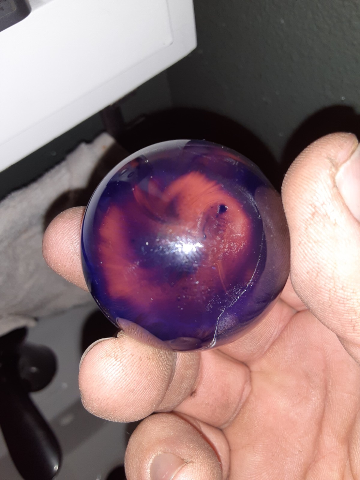 Hand Blown Glass Marble 1″-3/16 Diameter Deep Blue Galaxy design