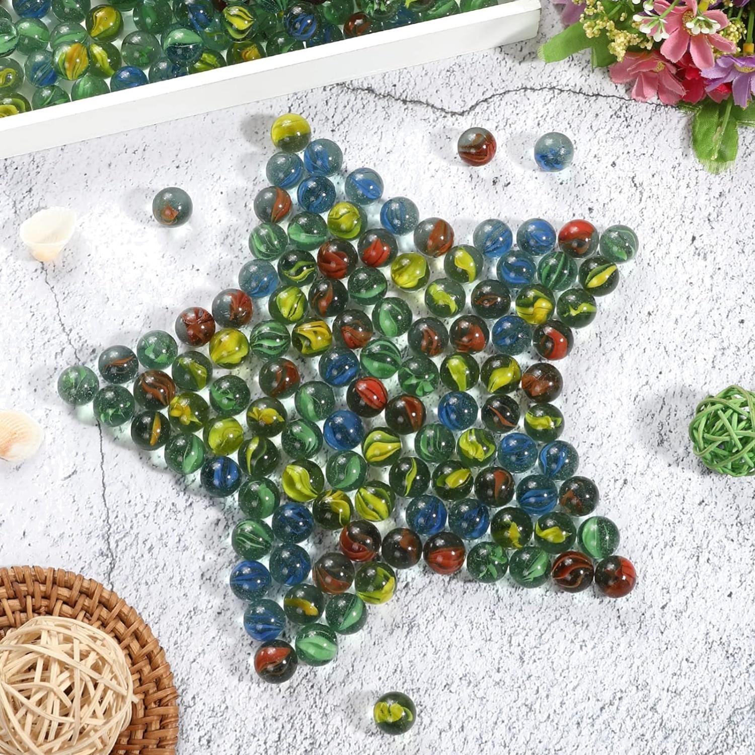 400 pcs Color Mixing Glass Marbles ,9/16 inch Bulk for Kids Marble Games,DIY …