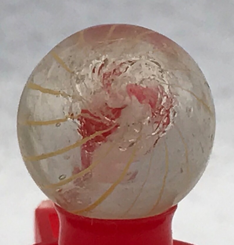 Tiny Caged Banded While Solid Core Marble 14mm (9/16”)