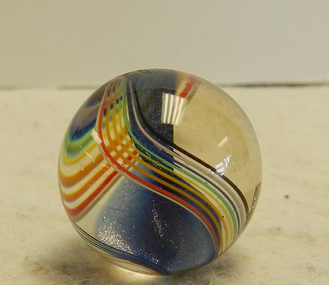#15704m Nice Handmade Contemporary Wald Glass Marble With Lutz .79 In 1994 Mint