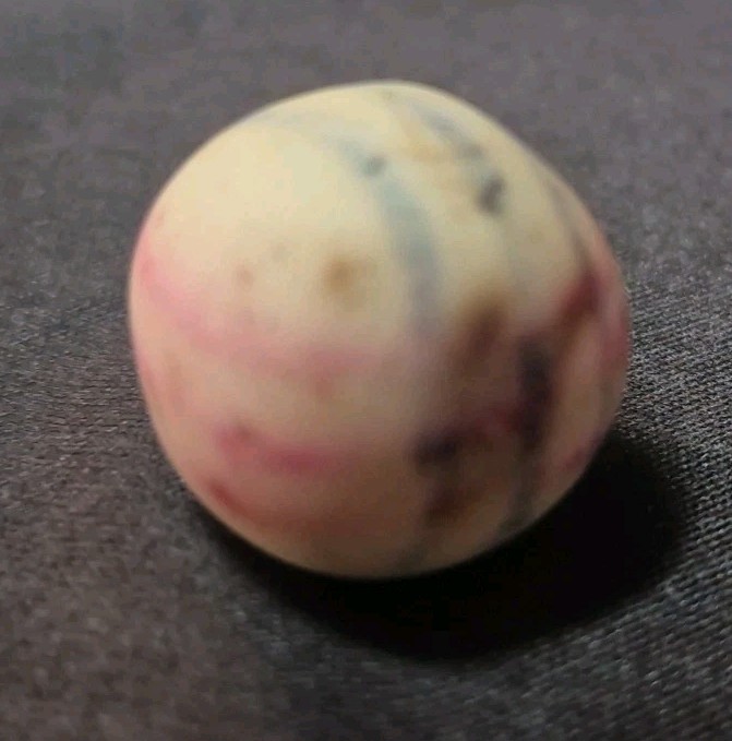 ANTIQUE HELIX LINED UNGLAZED PROCELIAN CLAY MARBLE