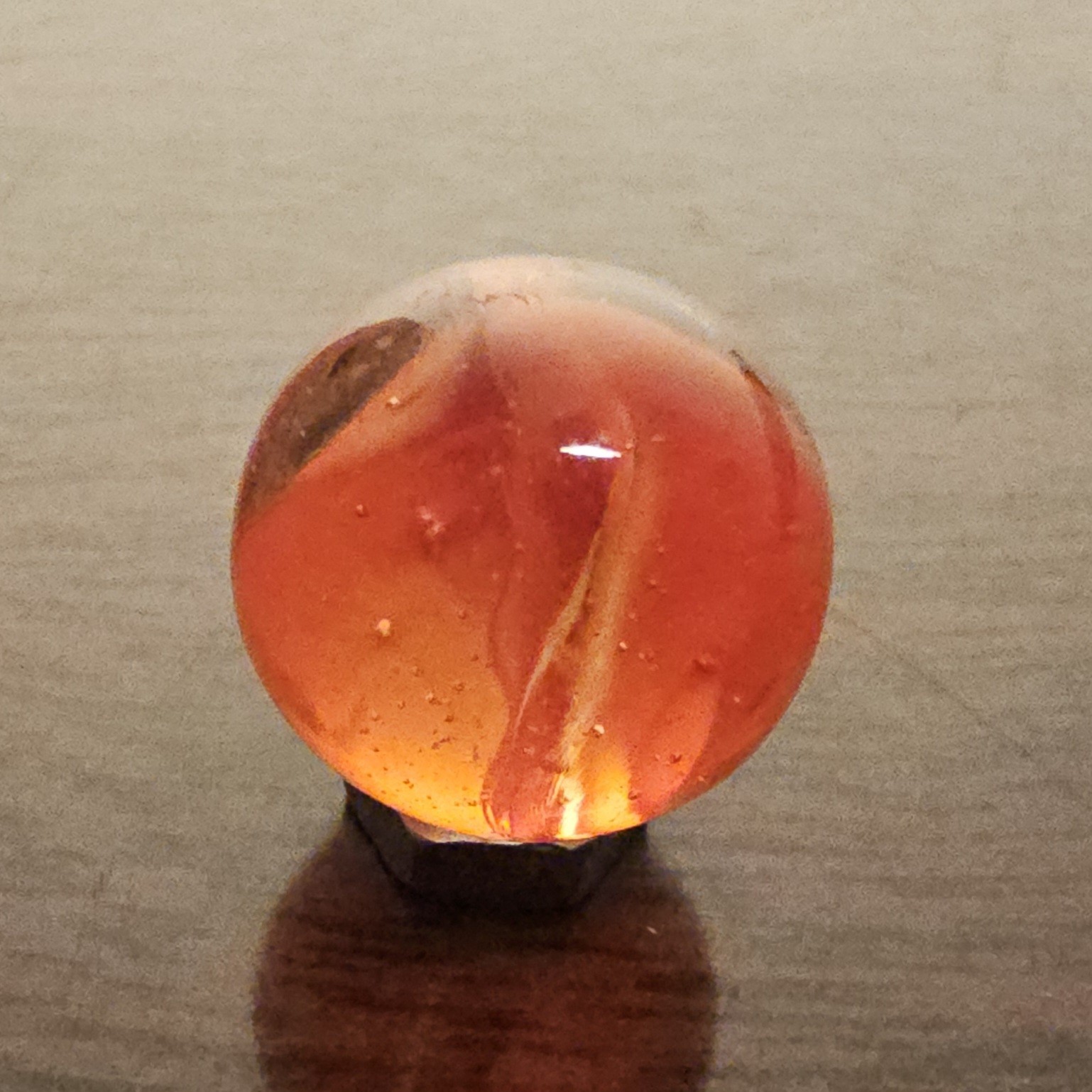 Vintage C.E. Bogard & Sons Orange 4 Lobe Cats Eye. 625 Marble Bubbles